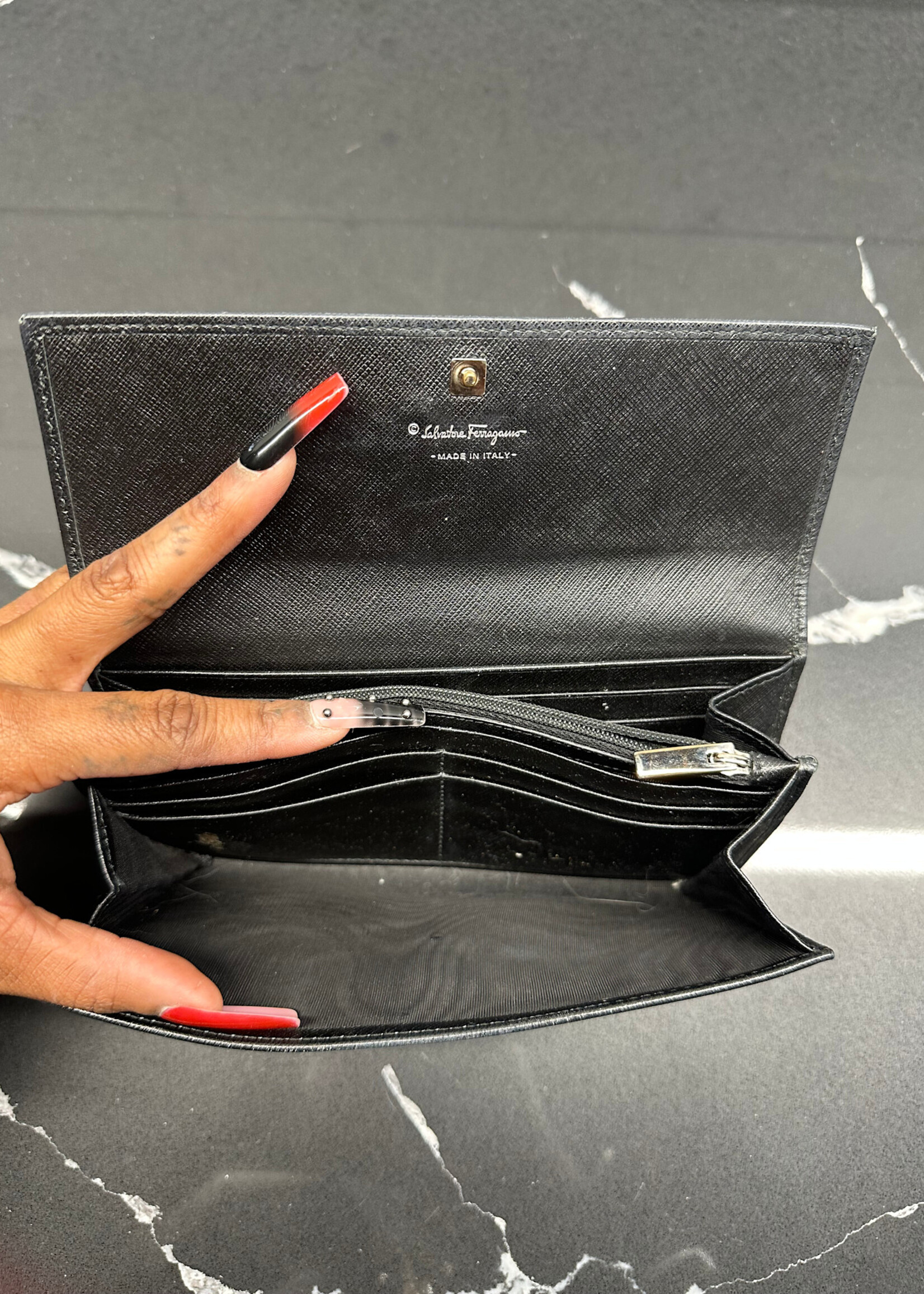Ferragamo Black Horsebit Wallet
