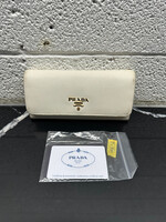 Prada White Saffiano Continental Wallet AS IS