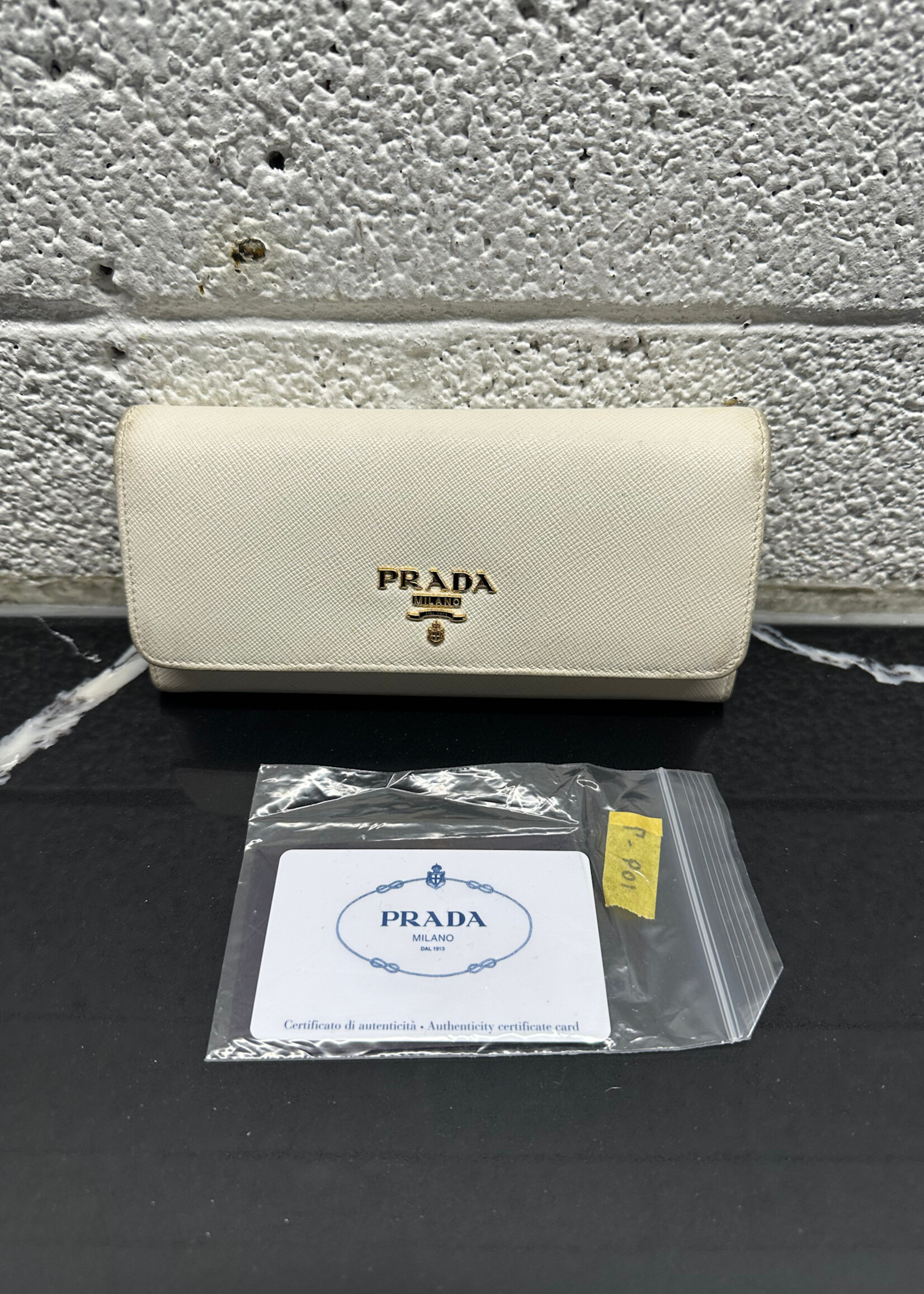 Prada White Saffiano Continental Wallet AS IS