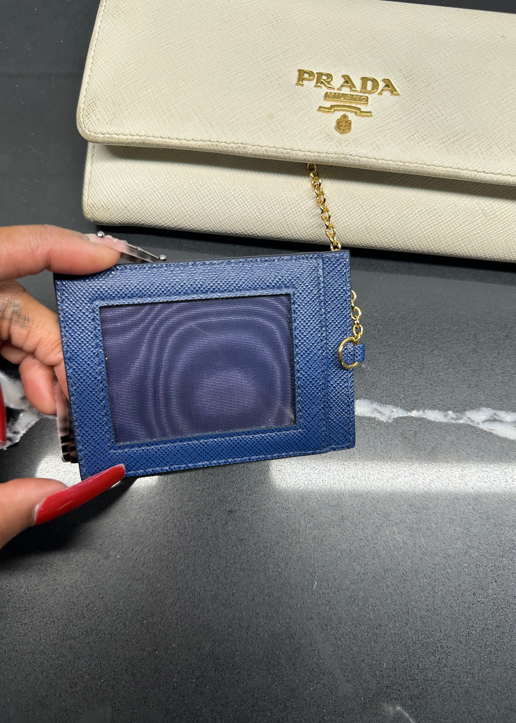 Prada White Saffiano Continental Wallet AS IS