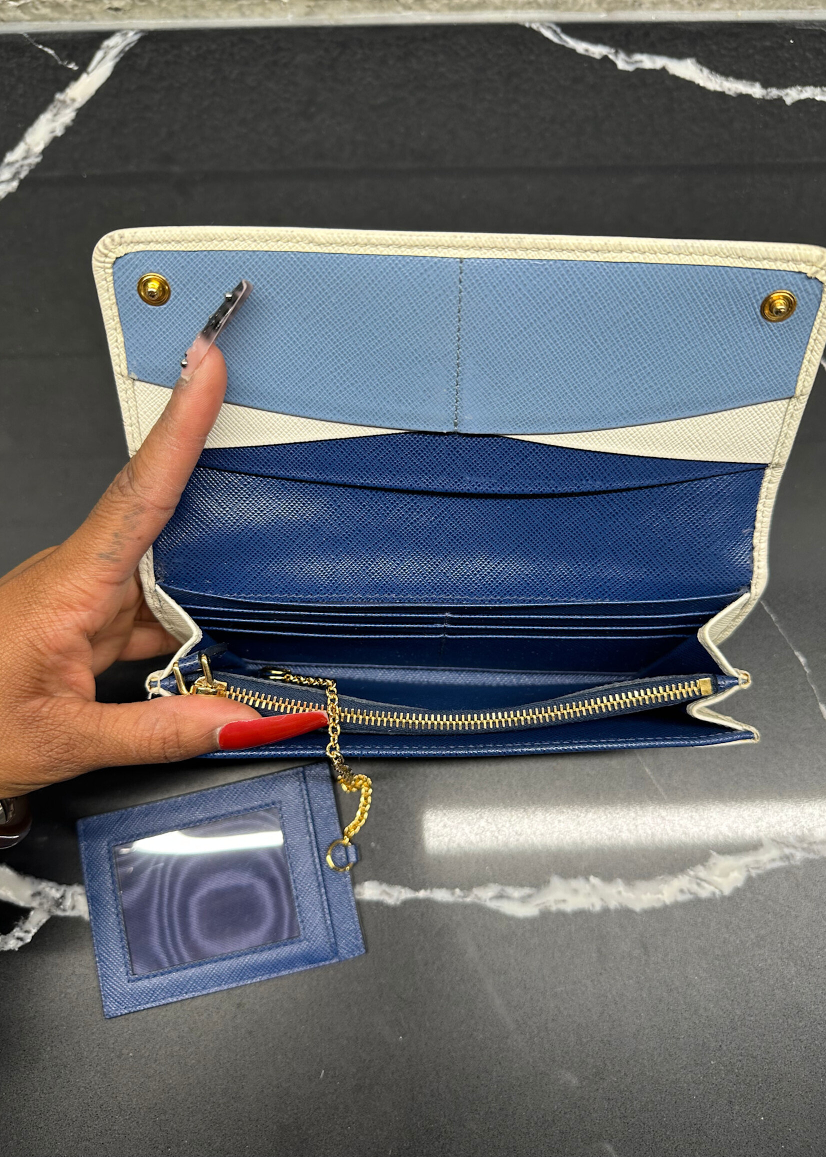 Prada White Saffiano Continental Wallet AS IS