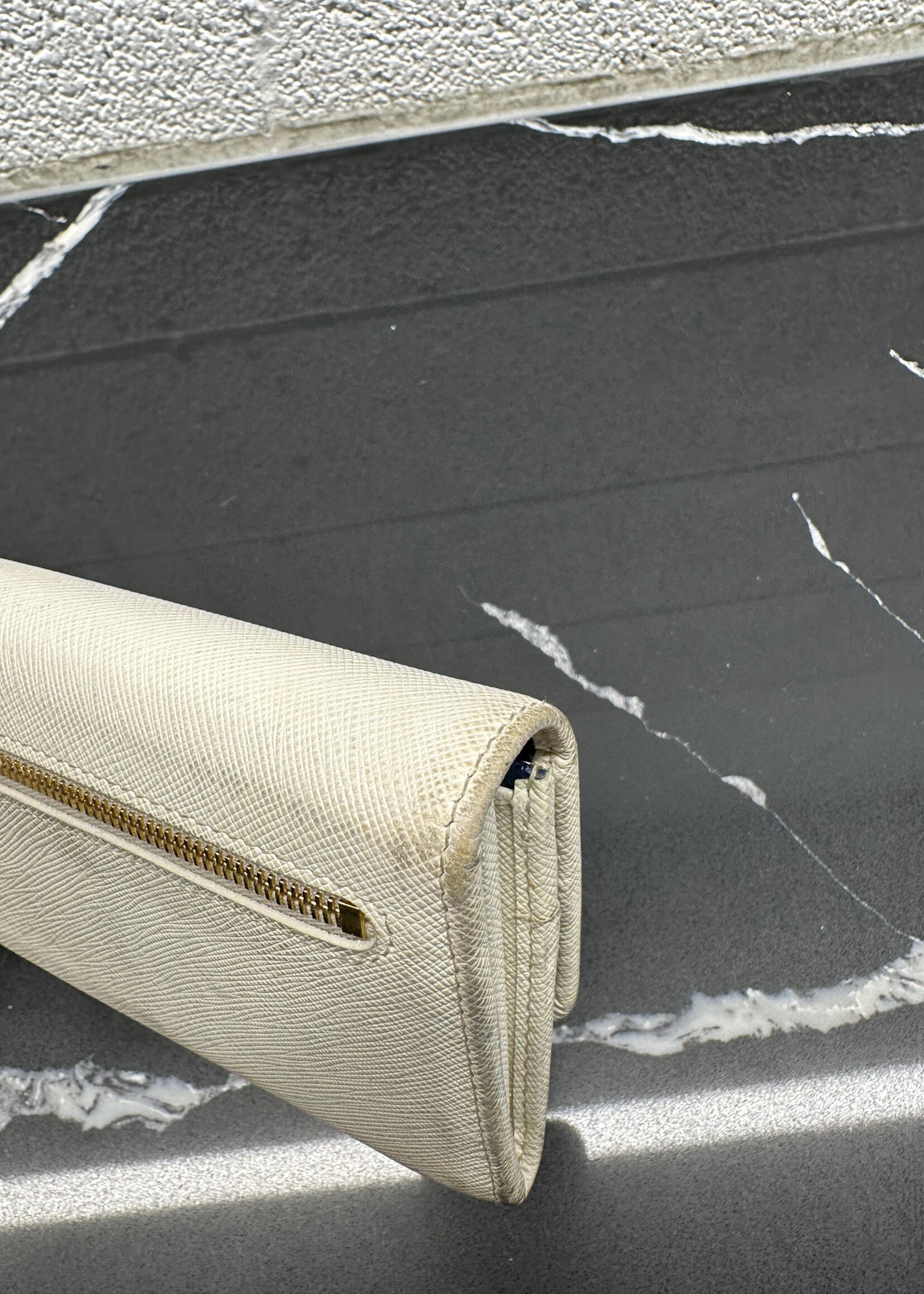 Prada White Saffiano Continental Wallet AS IS