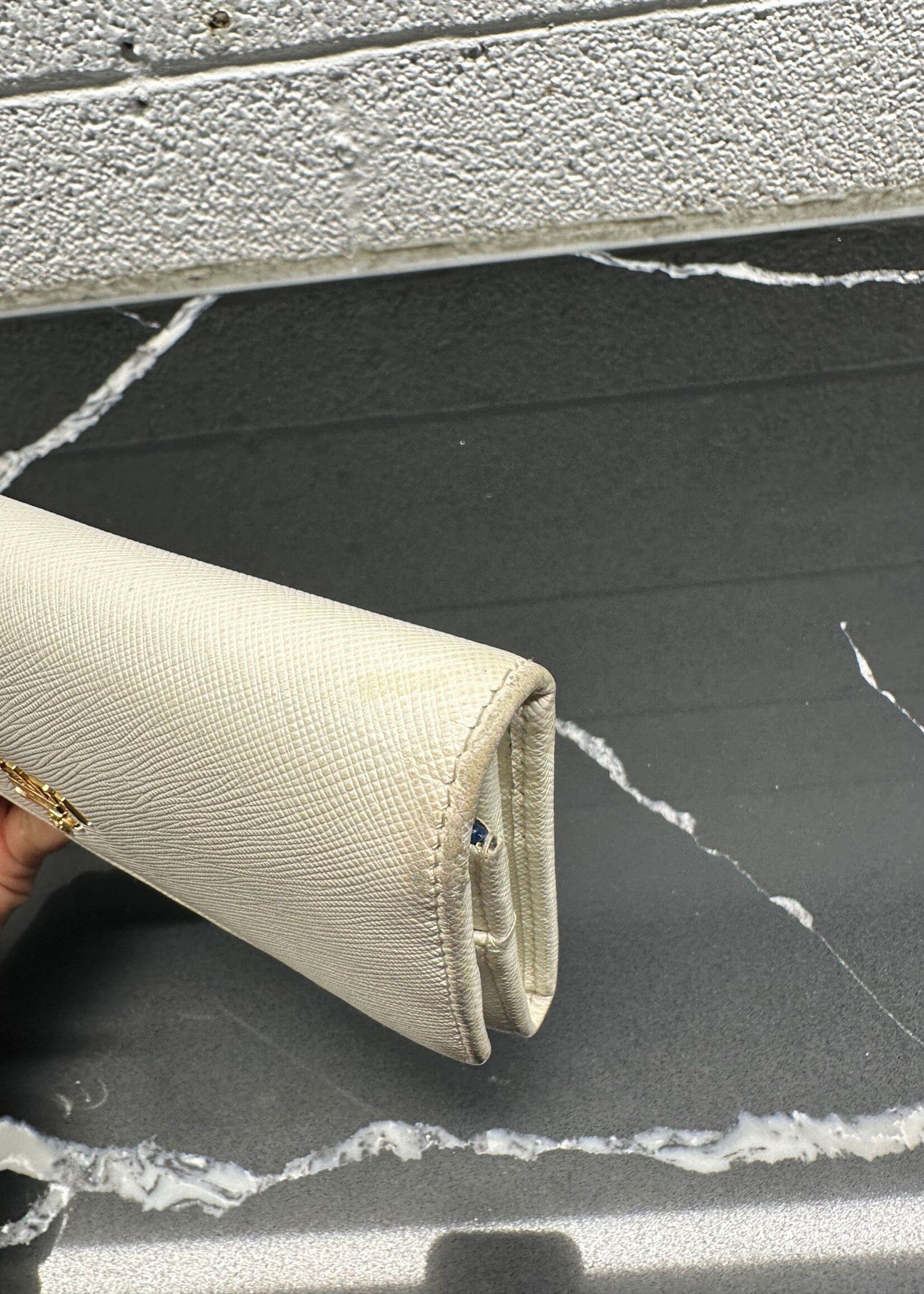 Prada White Saffiano Continental Wallet AS IS