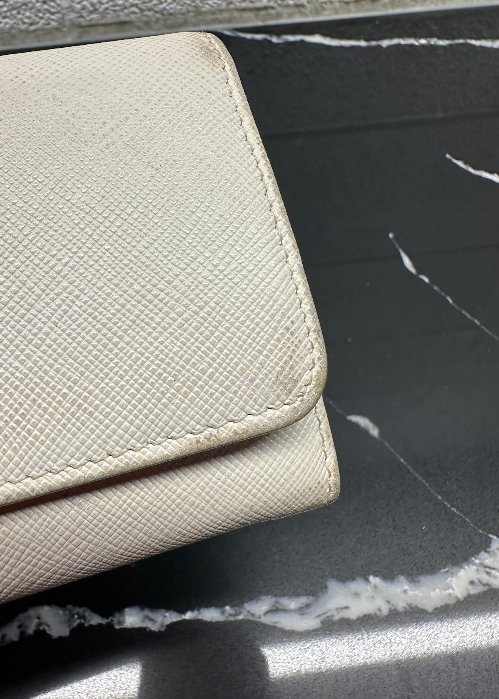Prada White Saffiano Continental Wallet AS IS