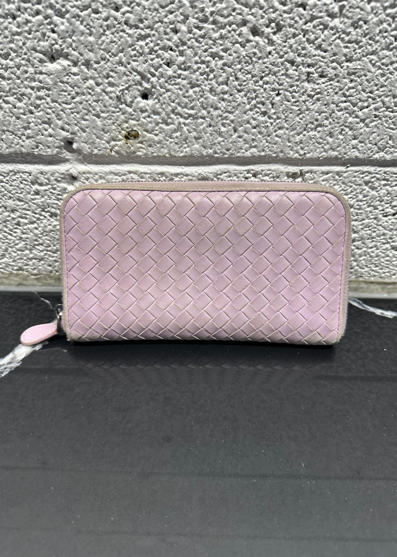 Bottega Lilac Intrecciato Zip Wallet AS IS