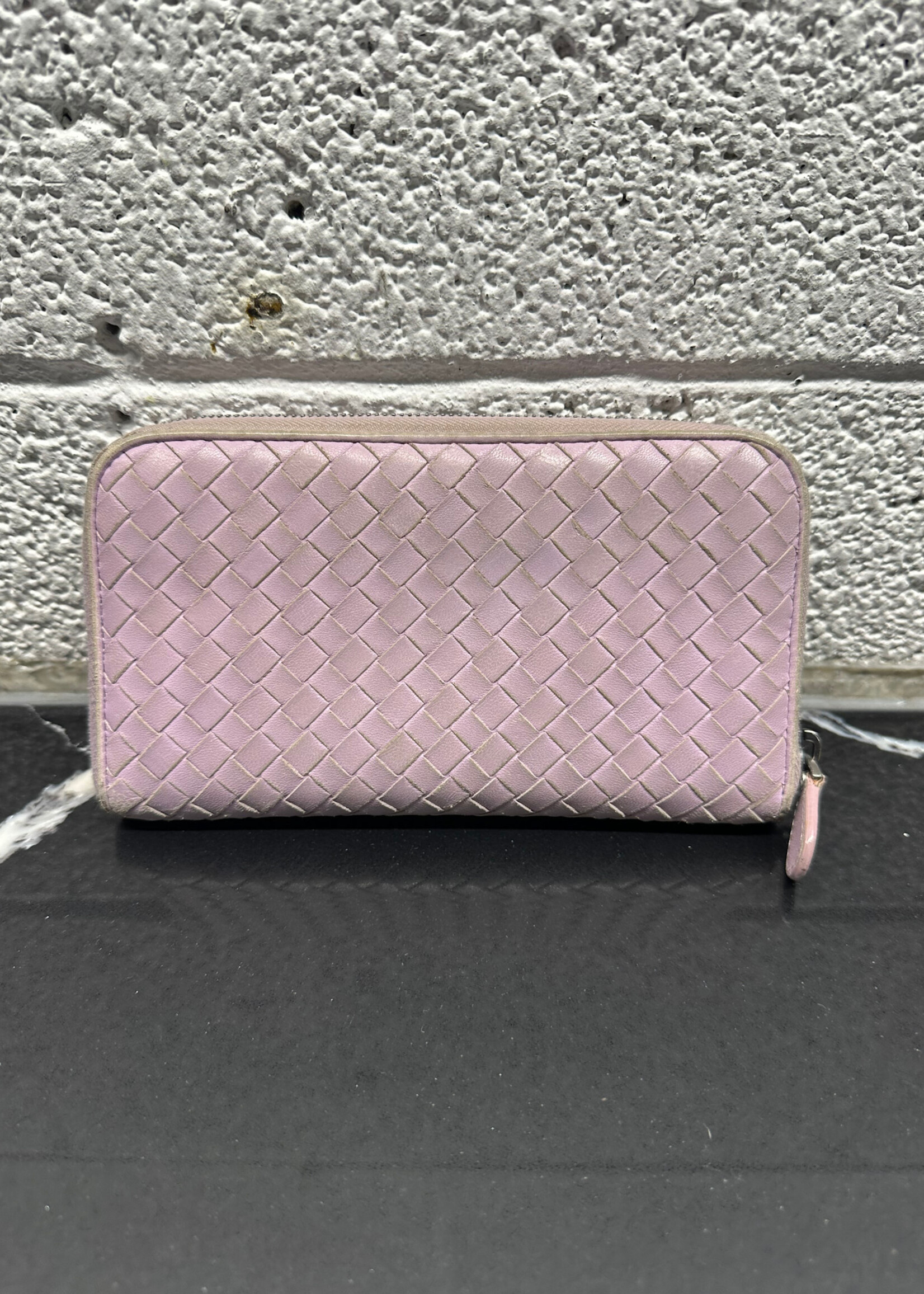 Bottega Lilac Intrecciato Zip Wallet AS IS