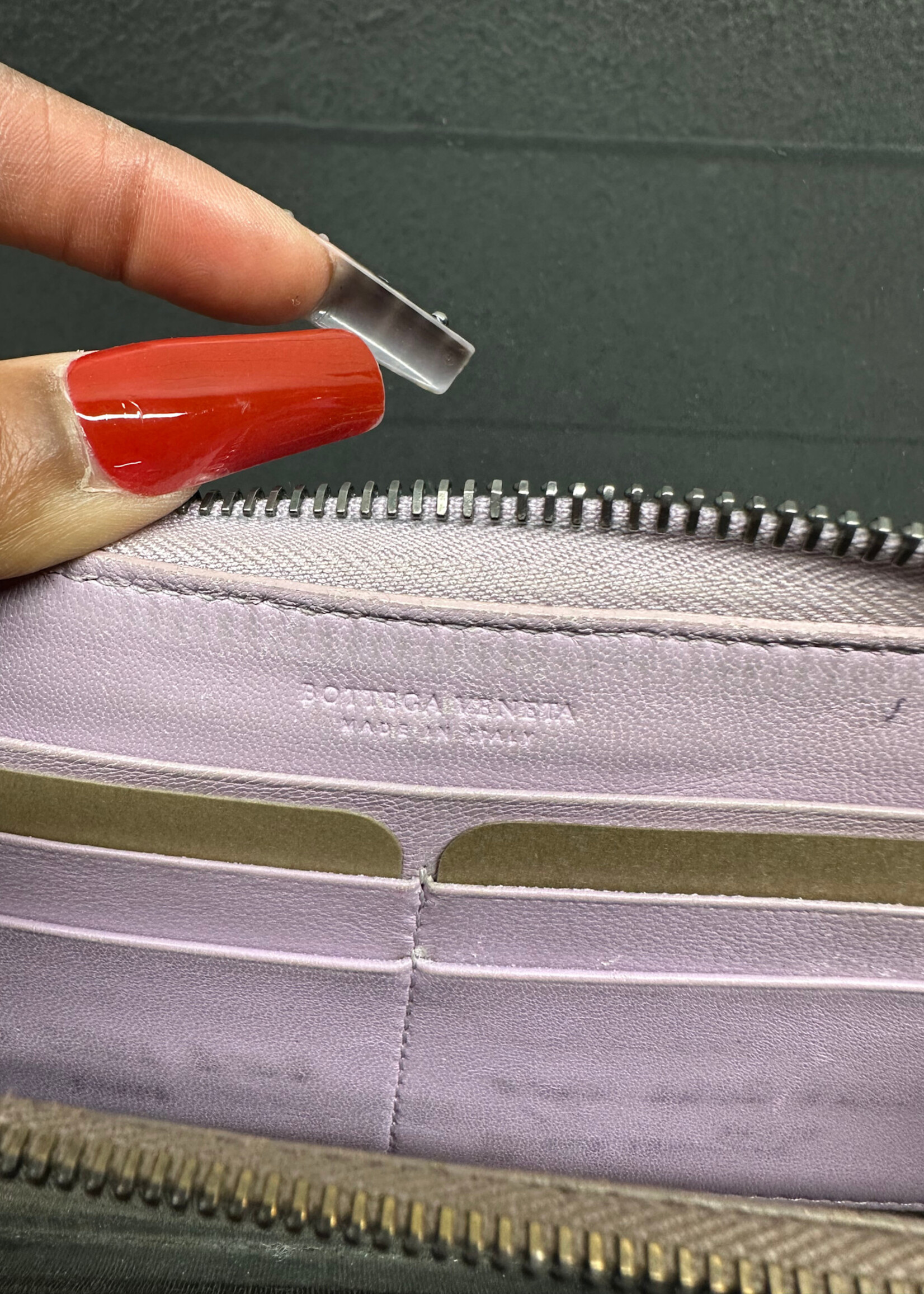 Bottega Lilac Intrecciato Zip Wallet AS IS