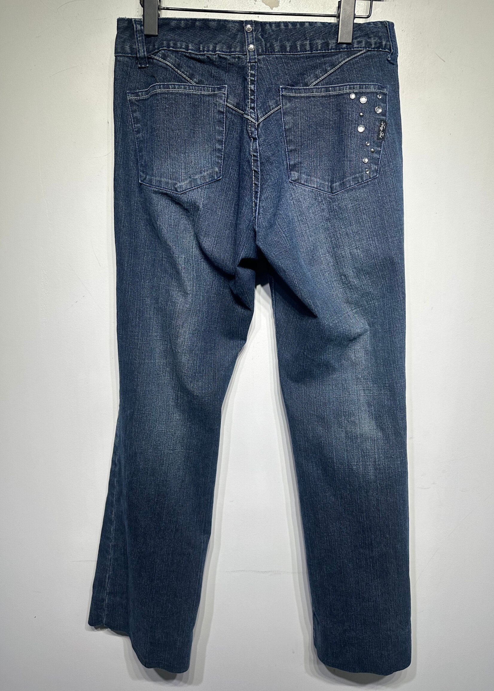 FUBU Dark Wash Rhinestone Flare Jeans Fem 30