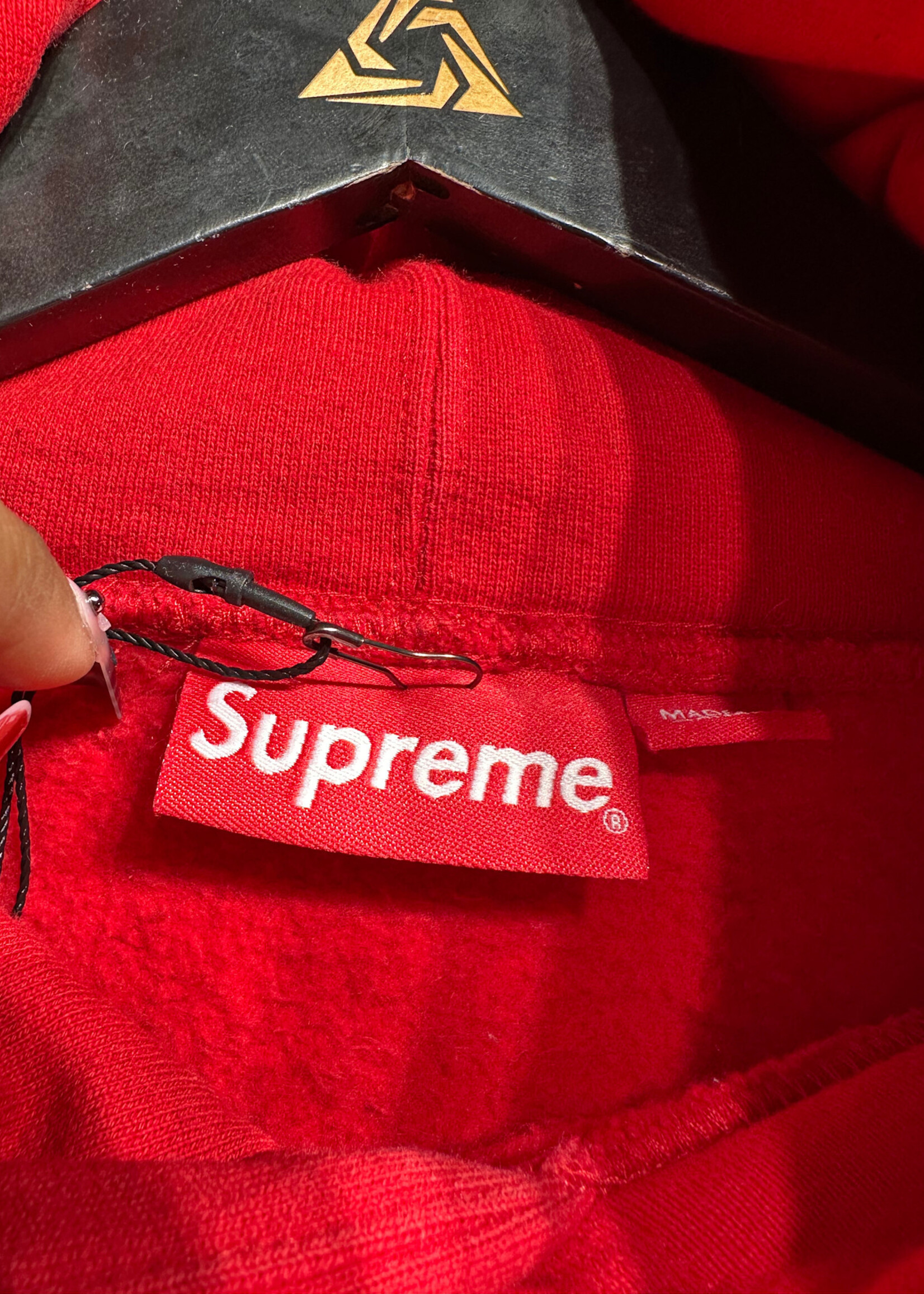 Supreme Red Bottom Tape Hoodie M