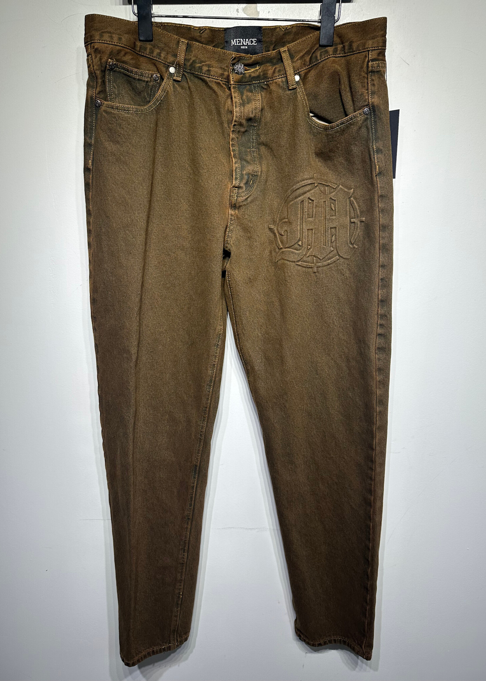 Menace Brown Washed Relax Fit Jeans Masc 36