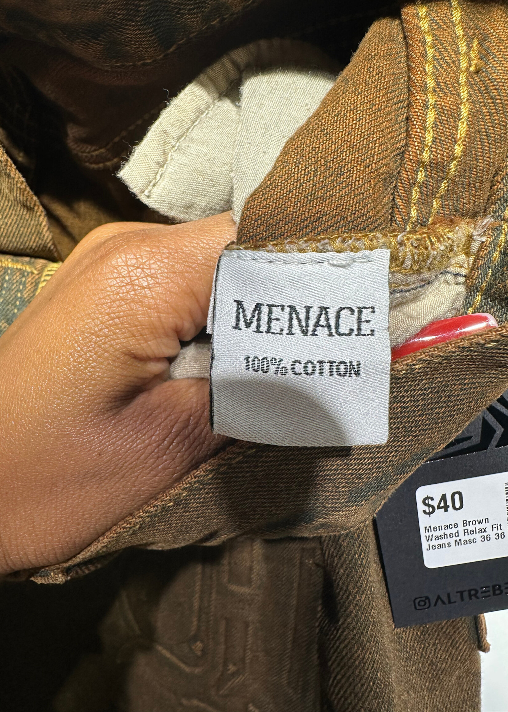 Menace Brown Washed Relax Fit Jeans Masc 36