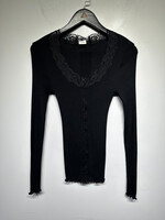 Saint Laurent Lace Trim Silk Jersey Cardigan S