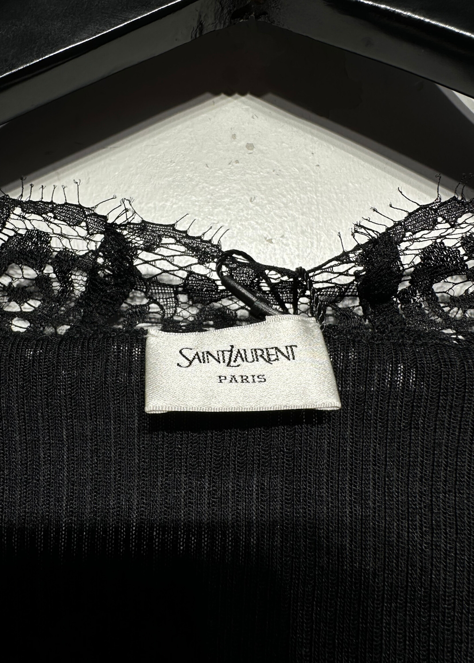 Saint Laurent Lace Trim Silk Jersey Cardigan S
