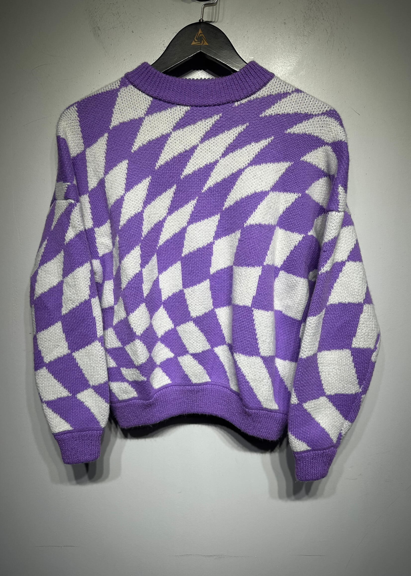 Lisa Says Gah Purple Check Sweater M/L