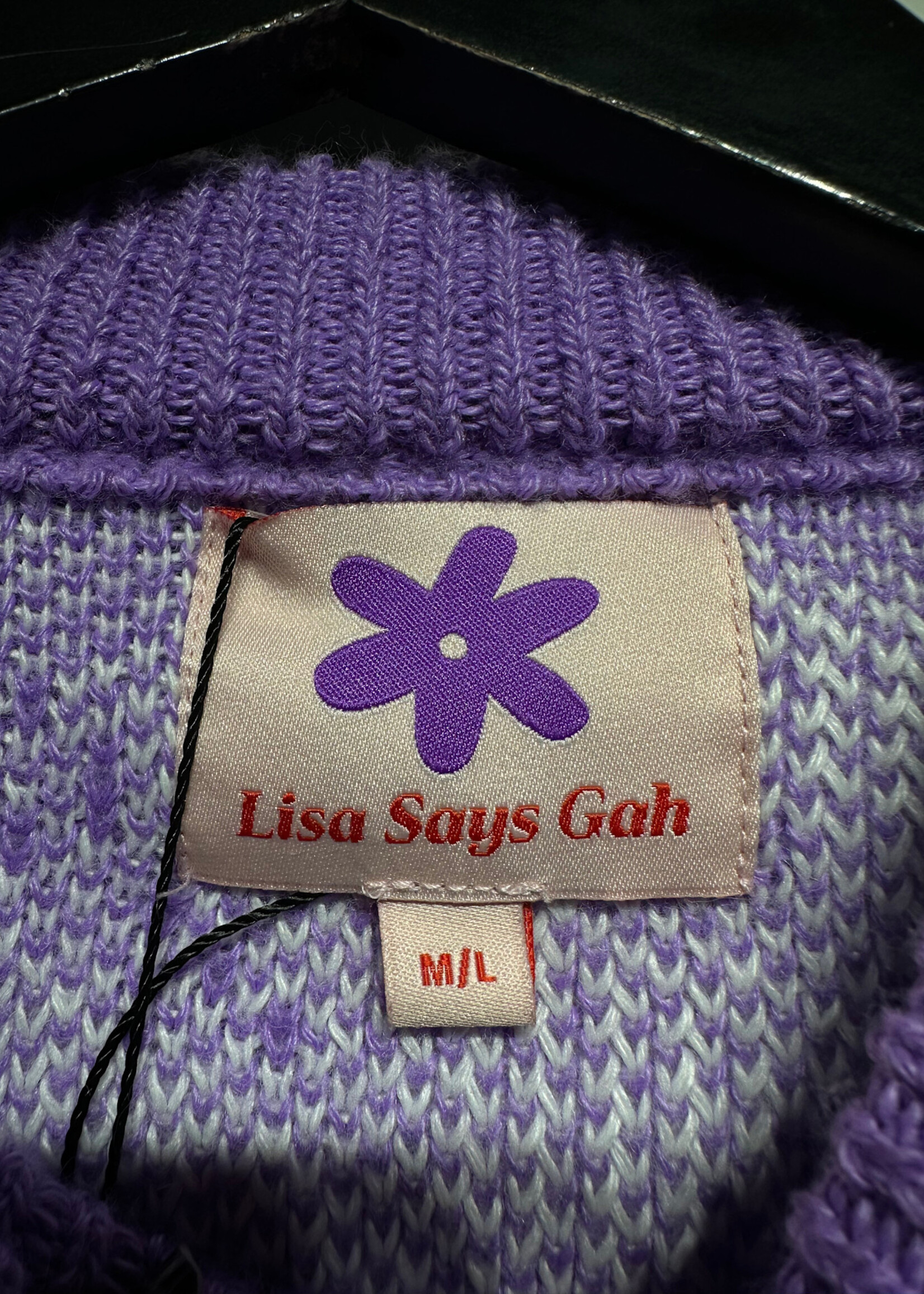 Lisa Says Gah Purple Check Sweater M/L