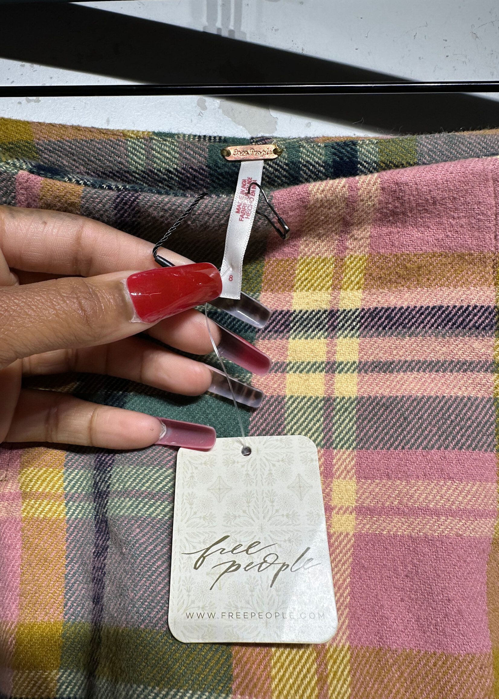 Free People NWT Plaid Mini Skort 30