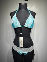 Beach Bunny Aqua Blue White Lace Bikini Set XS