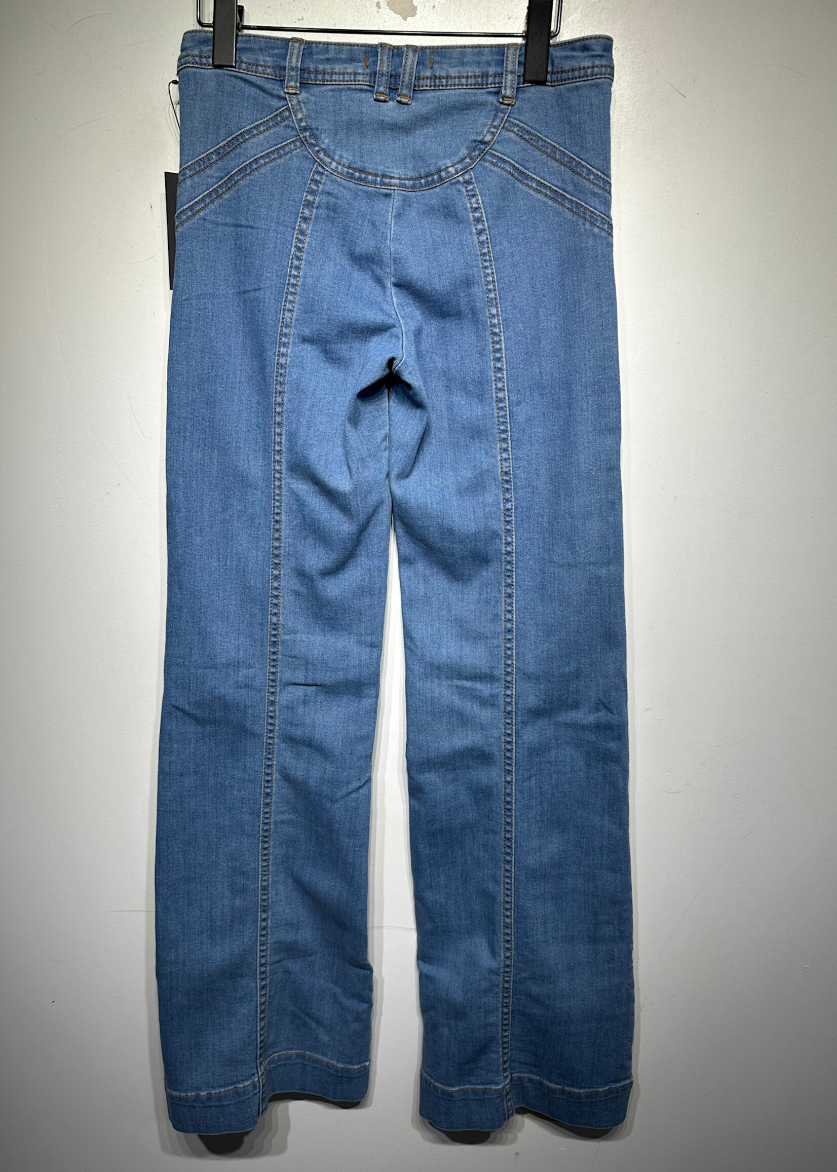 Free People Light Wash Slant Stitch Flares 28