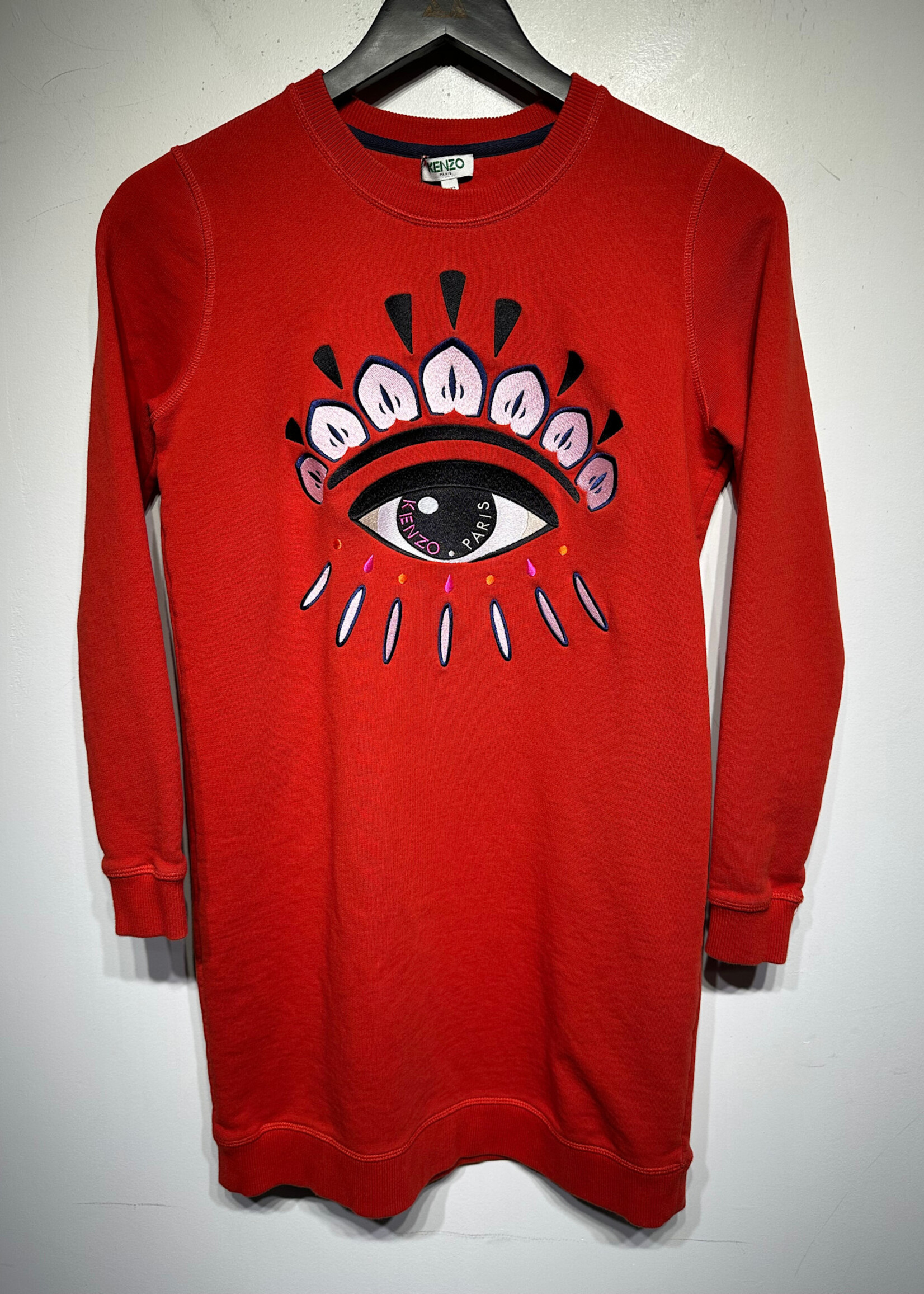 Kenzo Red Embroidered Sweater Dress XS