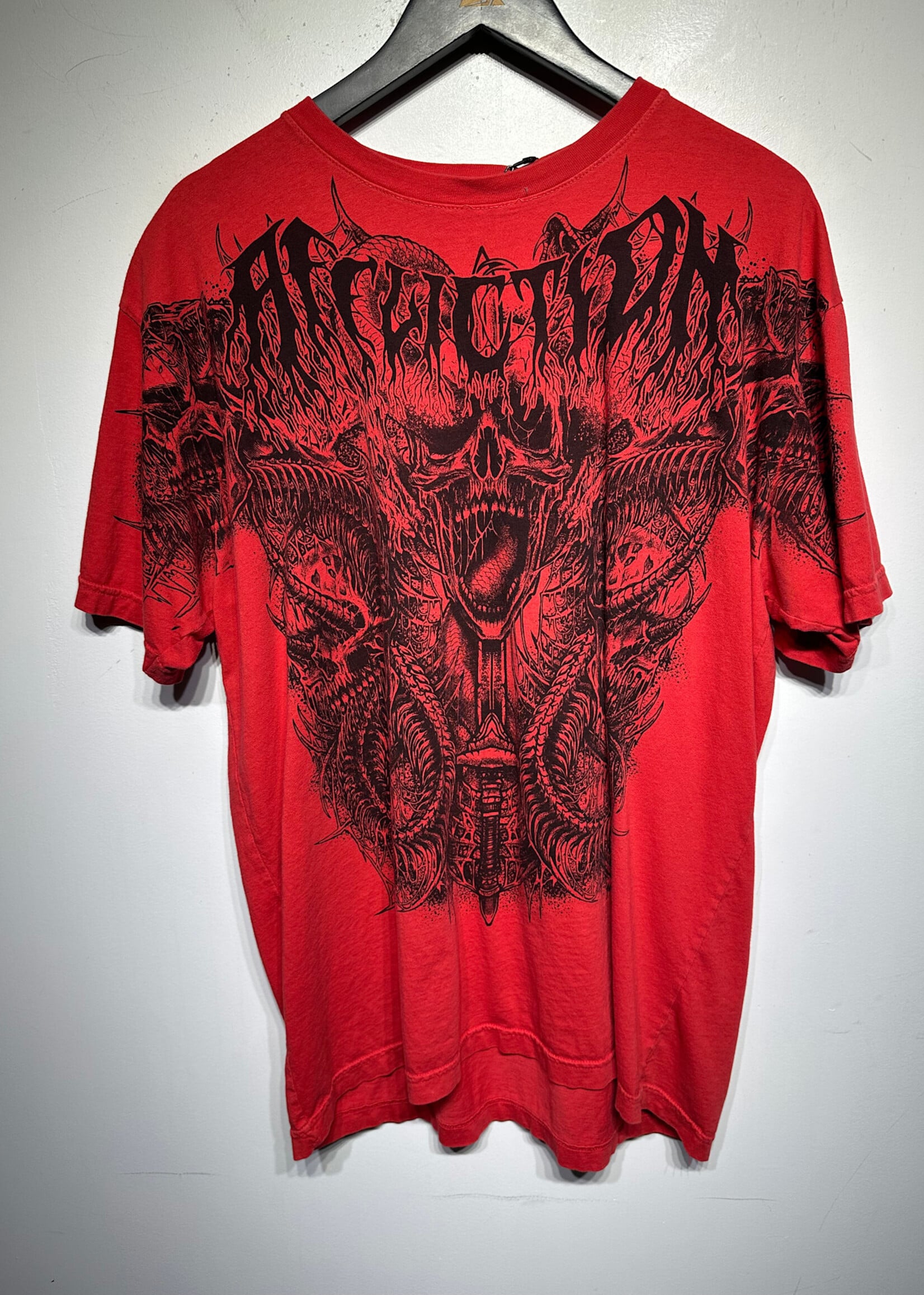 Affliction Red Black Skull Tee XXL