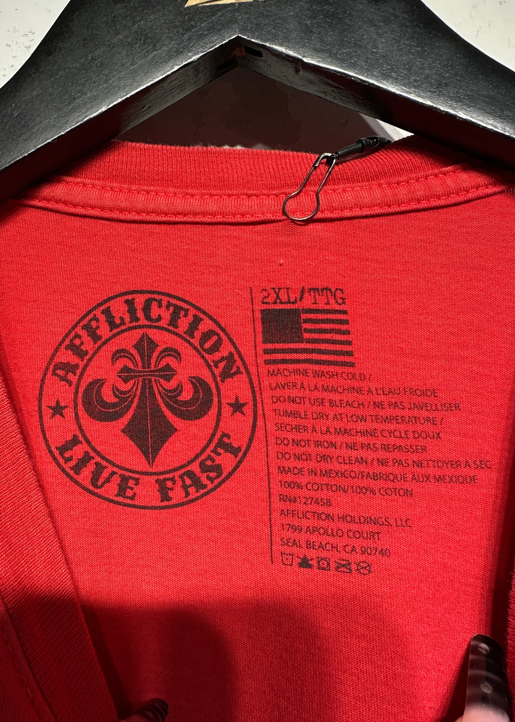 Affliction Red Black Skull Tee XXL