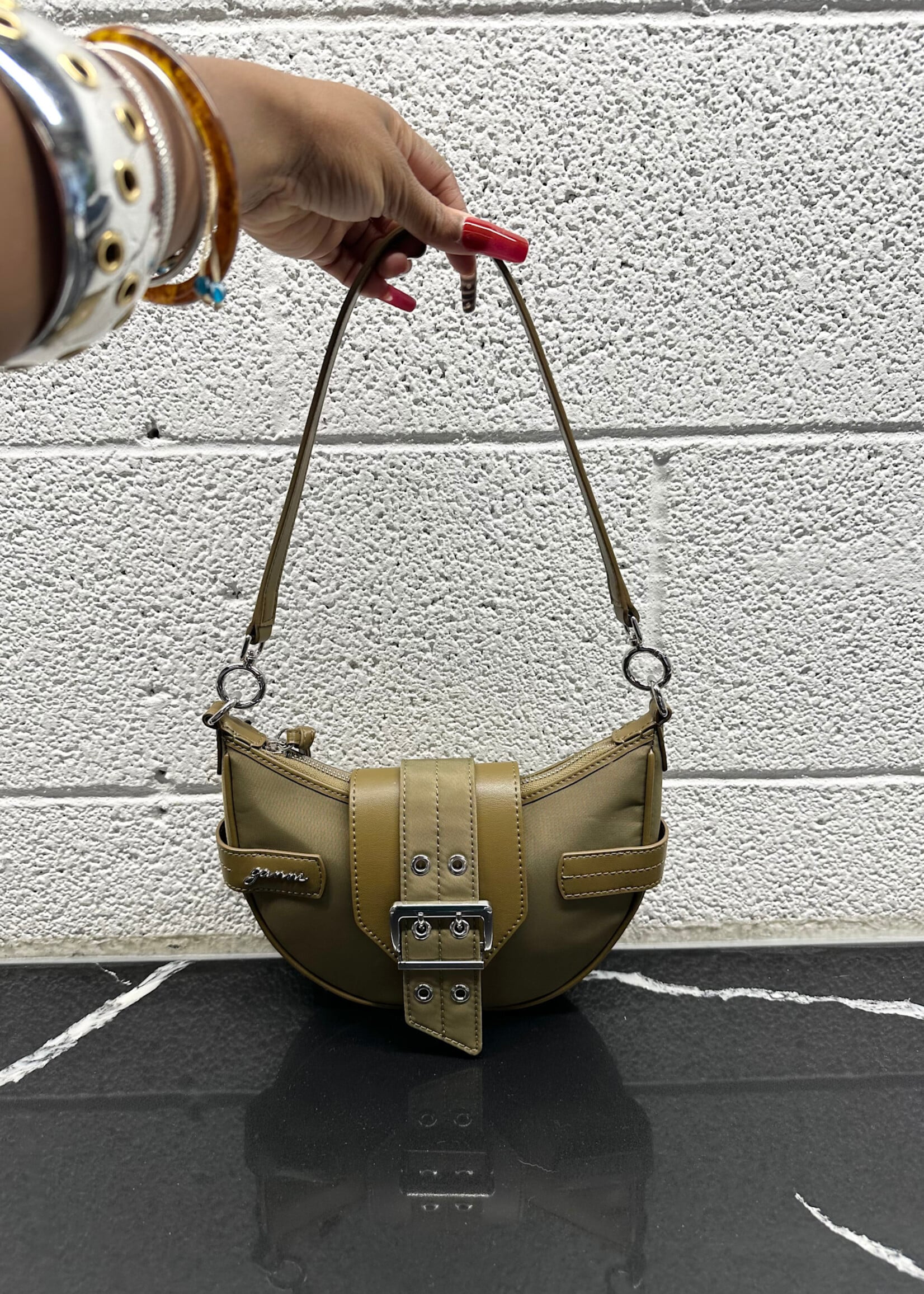 Ganni Bucky Eyelet Shoulder Bag