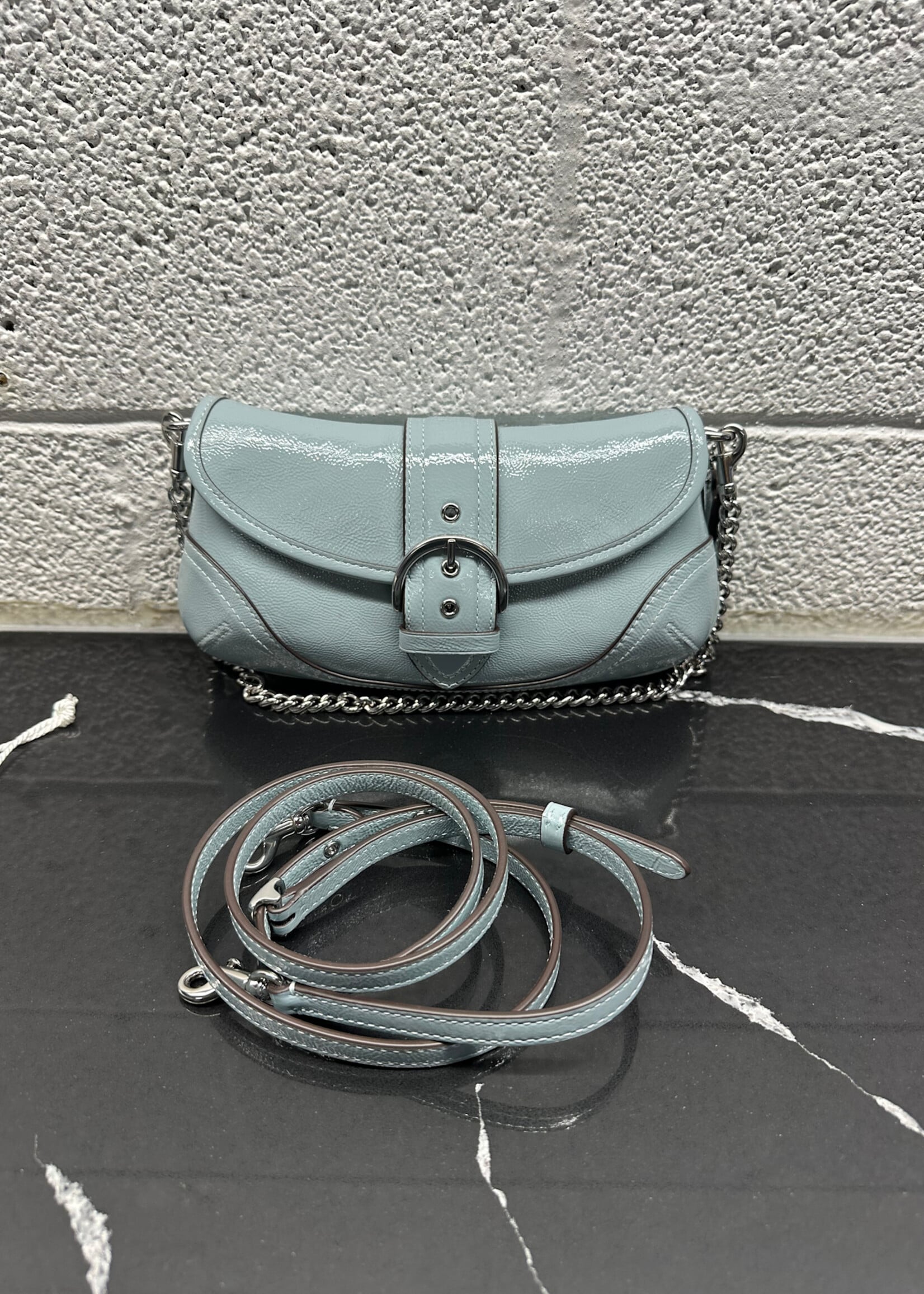 Coach Soho 25 Patent Blue Shoulder Bag