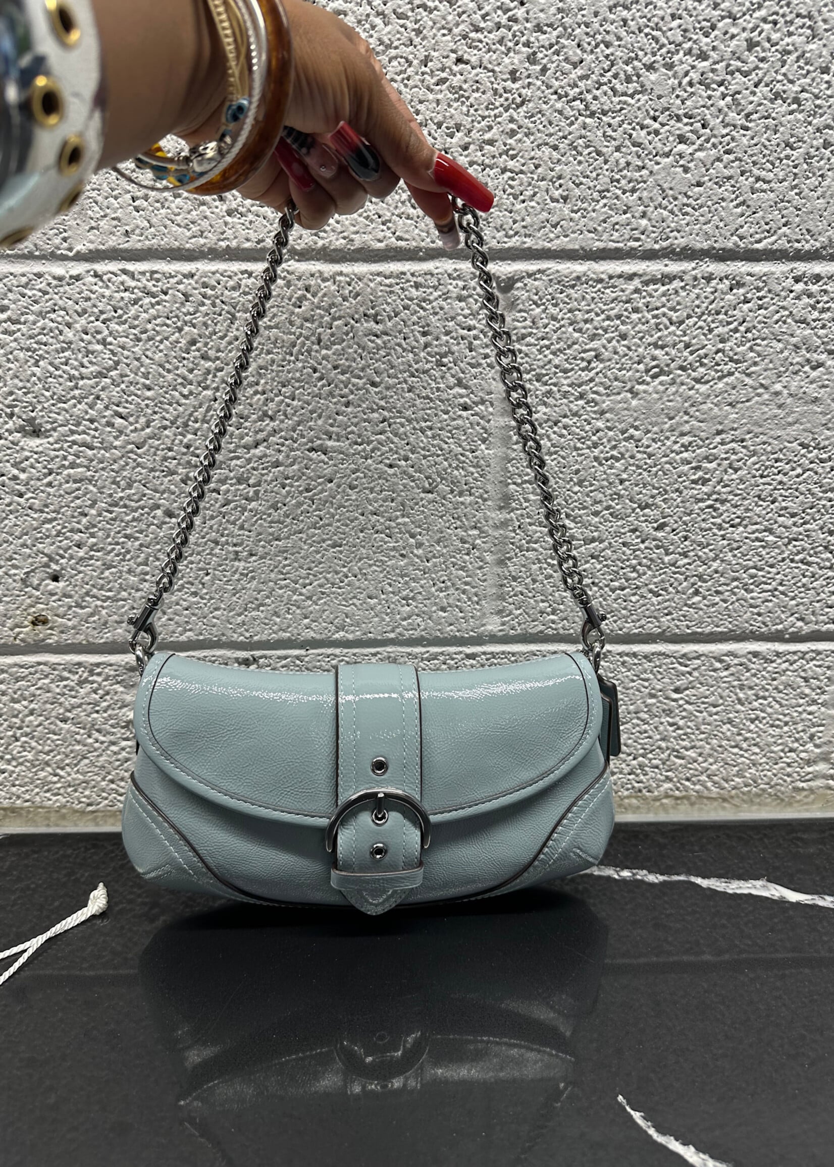 Coach Soho 25 Patent Blue Shoulder Bag