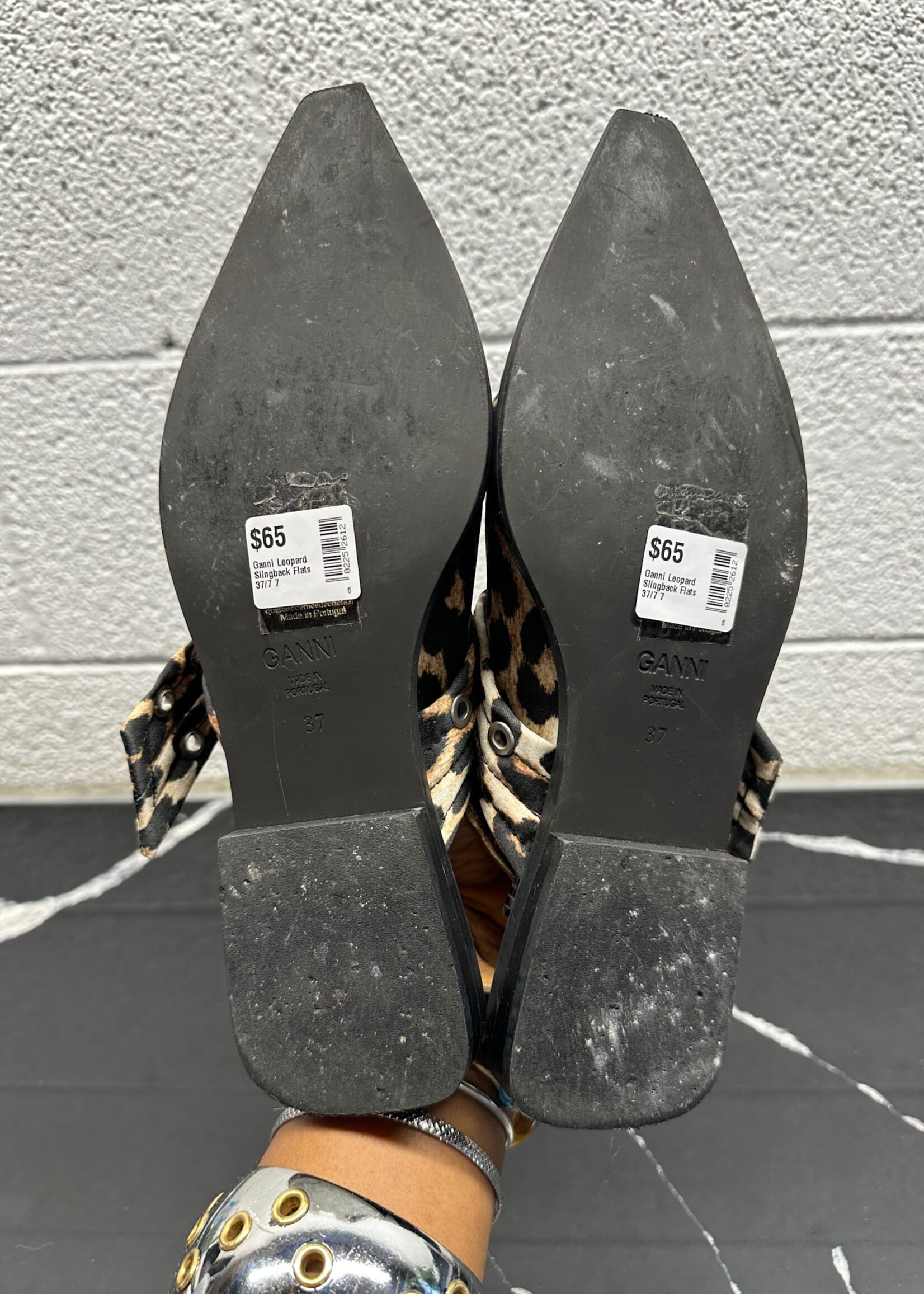 Ganni Leopard Slingback Flats 37/7