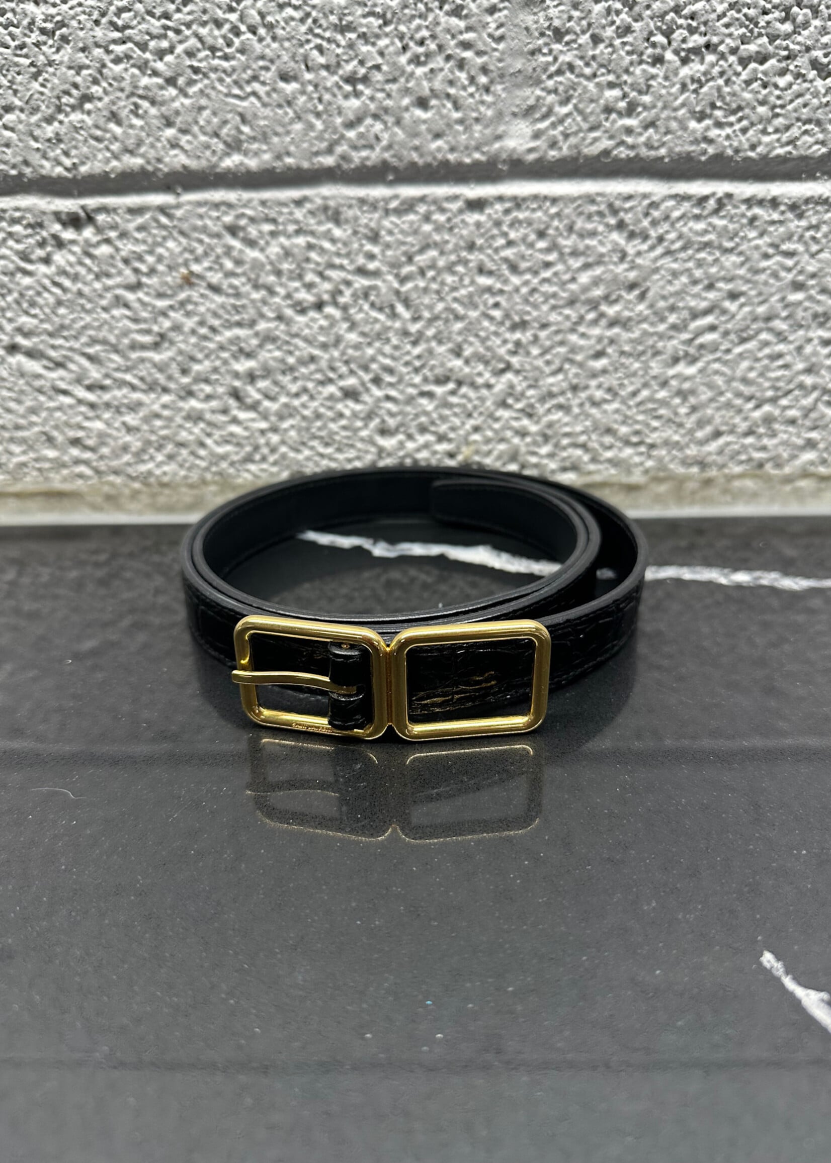 Saint Laurent Gold Square Buckle Belt