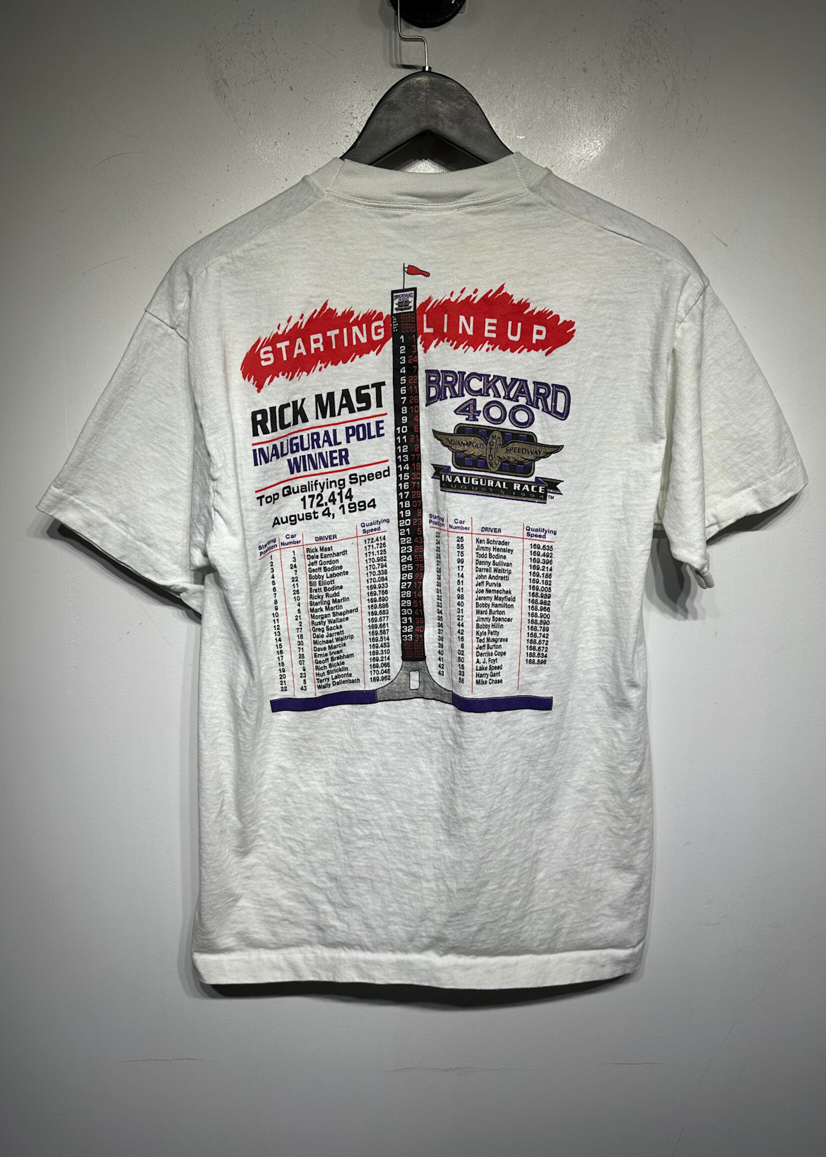 Brickyard 400 Vintage White Racing Tee L AS IS