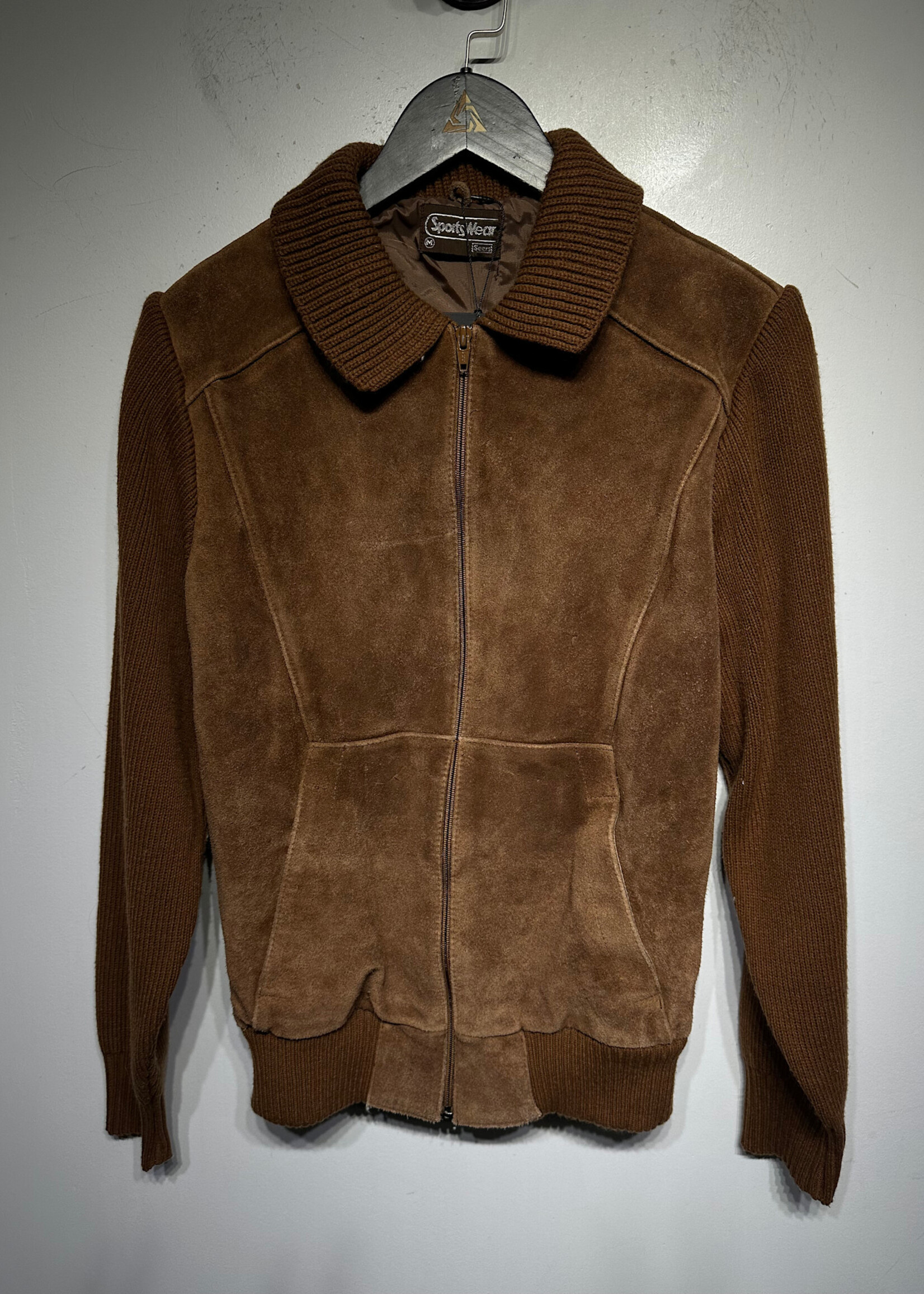 70s Sears Brown Suede Knit Jacket Masc M