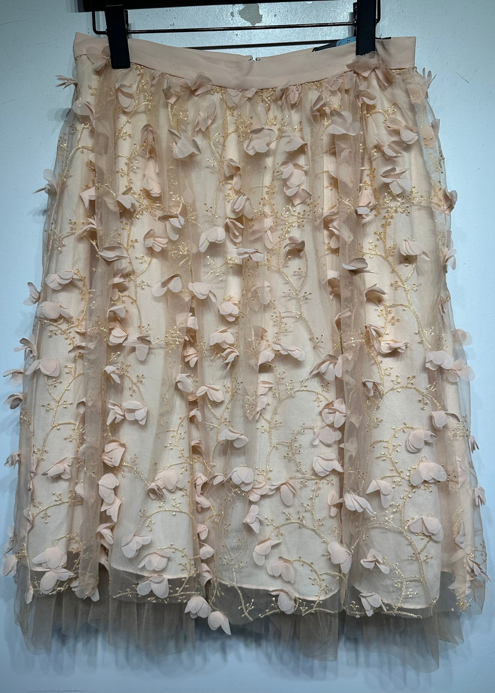 Eva Franco Pastel Peach Petal Midi Skirt 30"