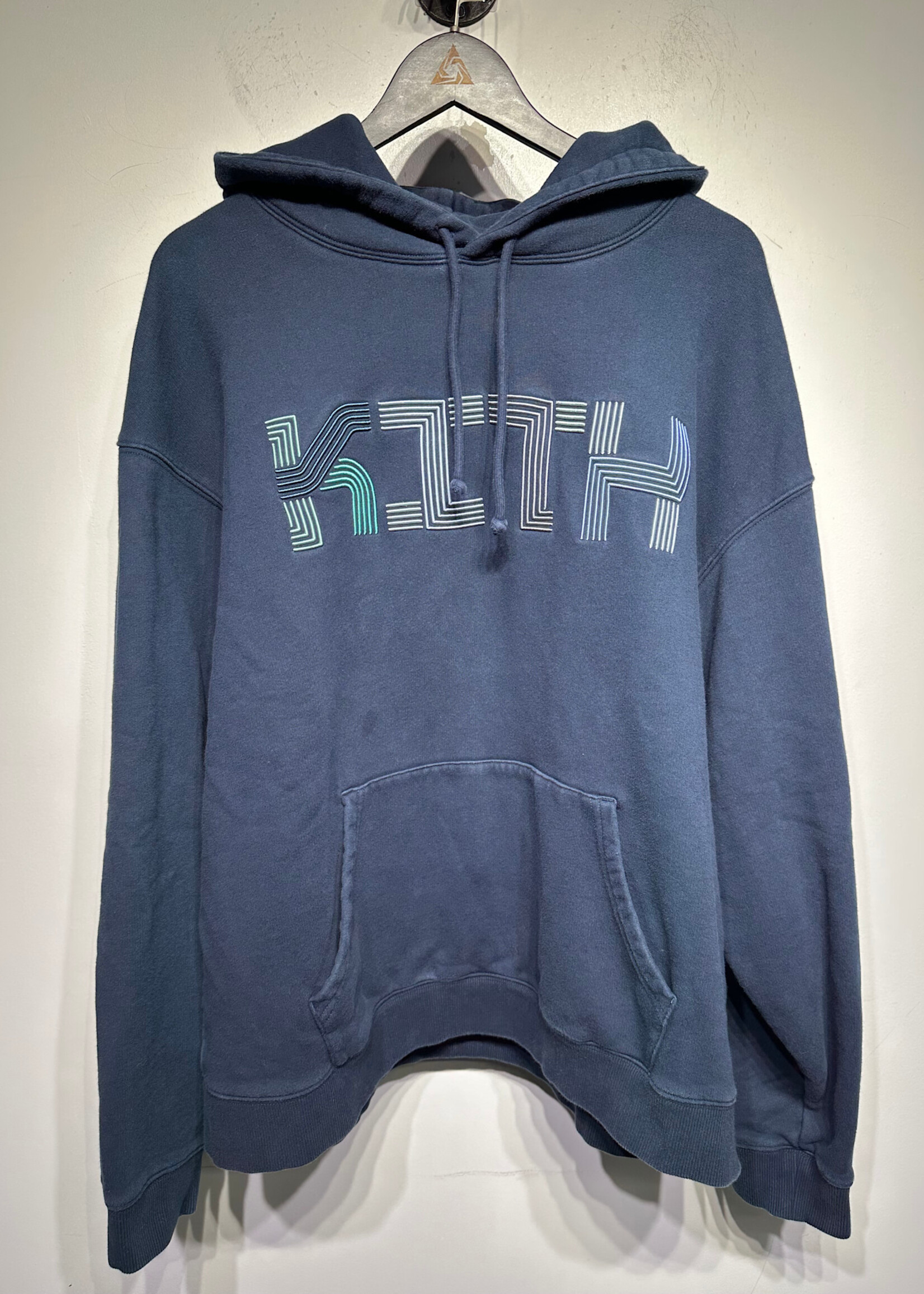 Kith Navy Blue Spellout Logo Hoodie As Is XXL