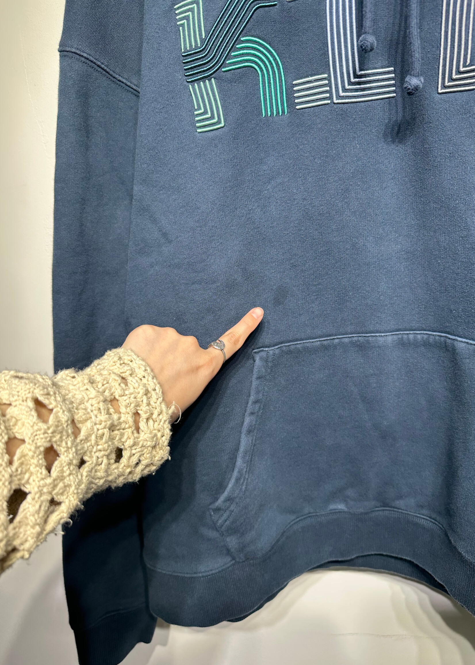 Kith Navy Blue Spellout Logo Hoodie As Is XXL