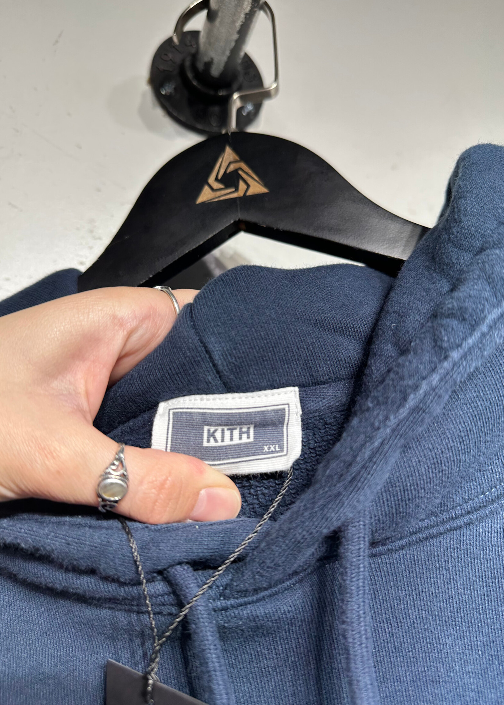Kith Navy Blue Spellout Logo Hoodie As Is XXL