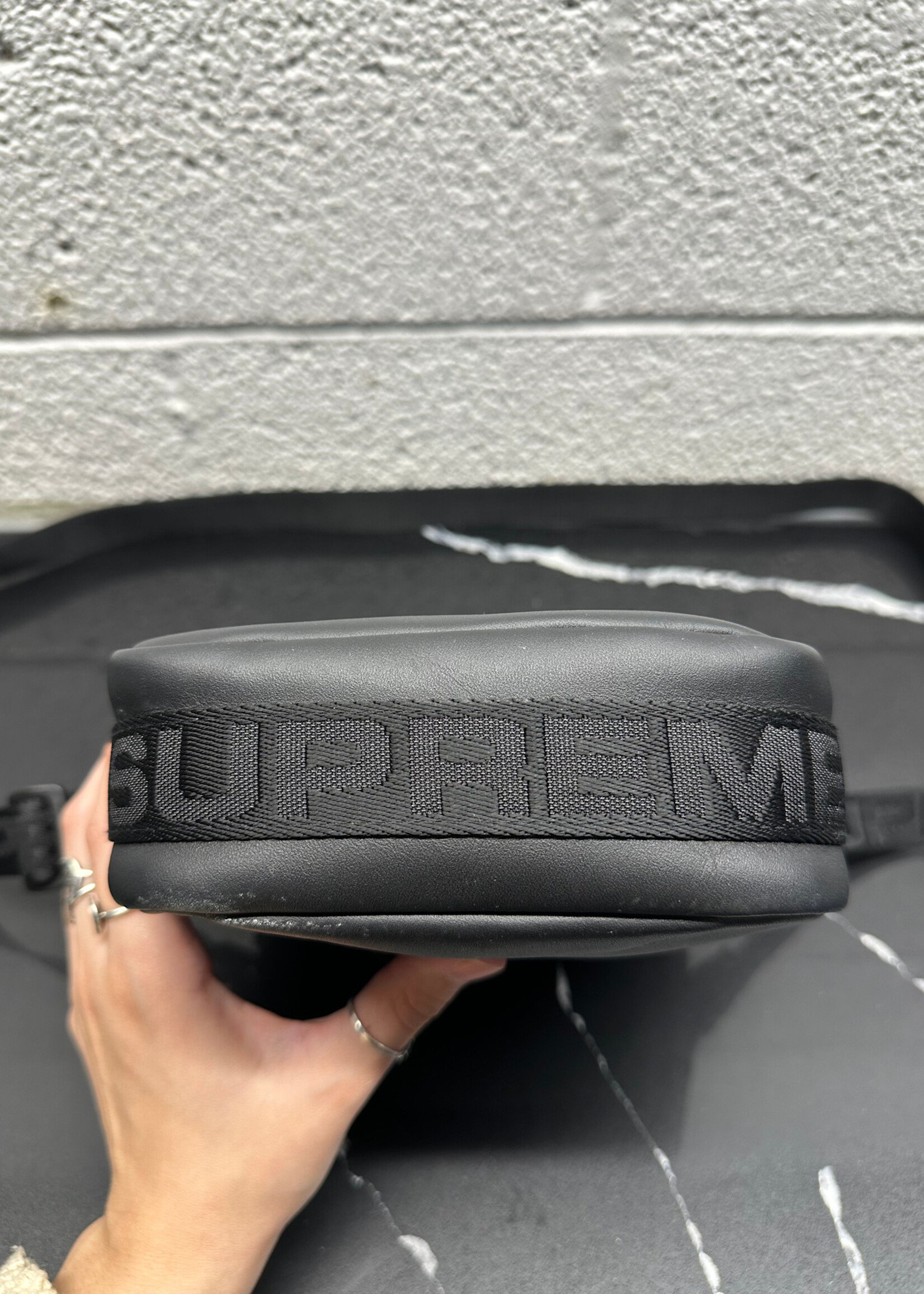 Supreme Black Leather Crossbody Bag