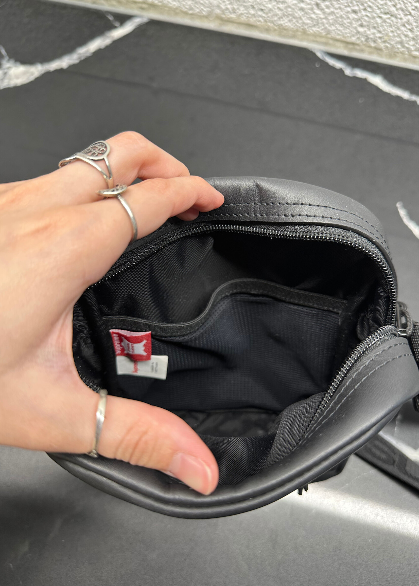 Supreme Black Leather Crossbody Bag