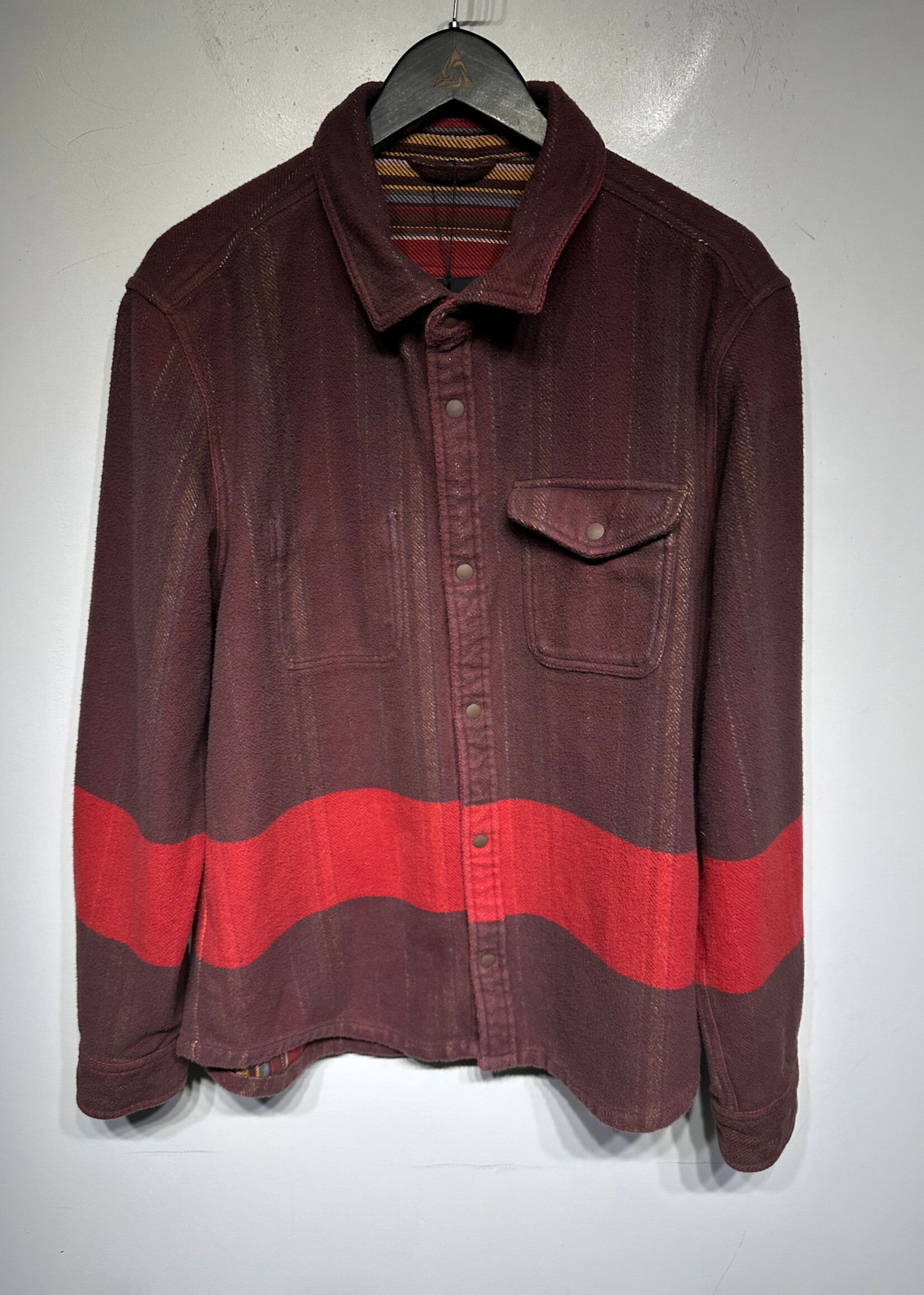 No Label Red Yellow Striped Vintage Flannel XL