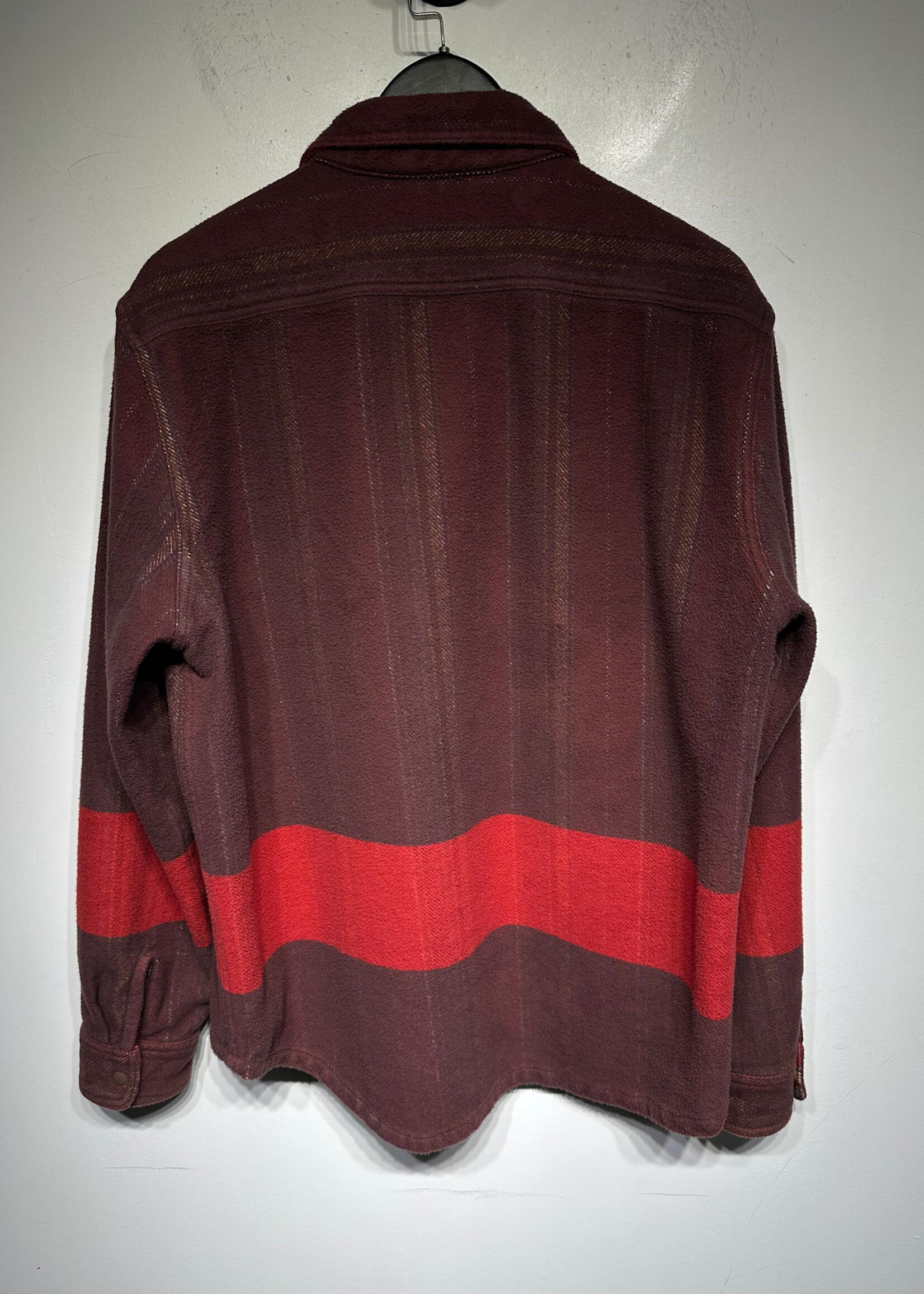 No Label Red Yellow Striped Vintage Flannel XL