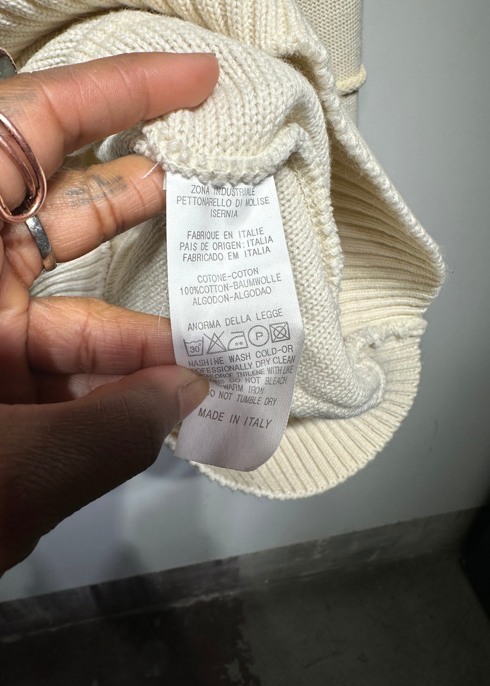 Versace V2 90s Crème White Textured Sweater L