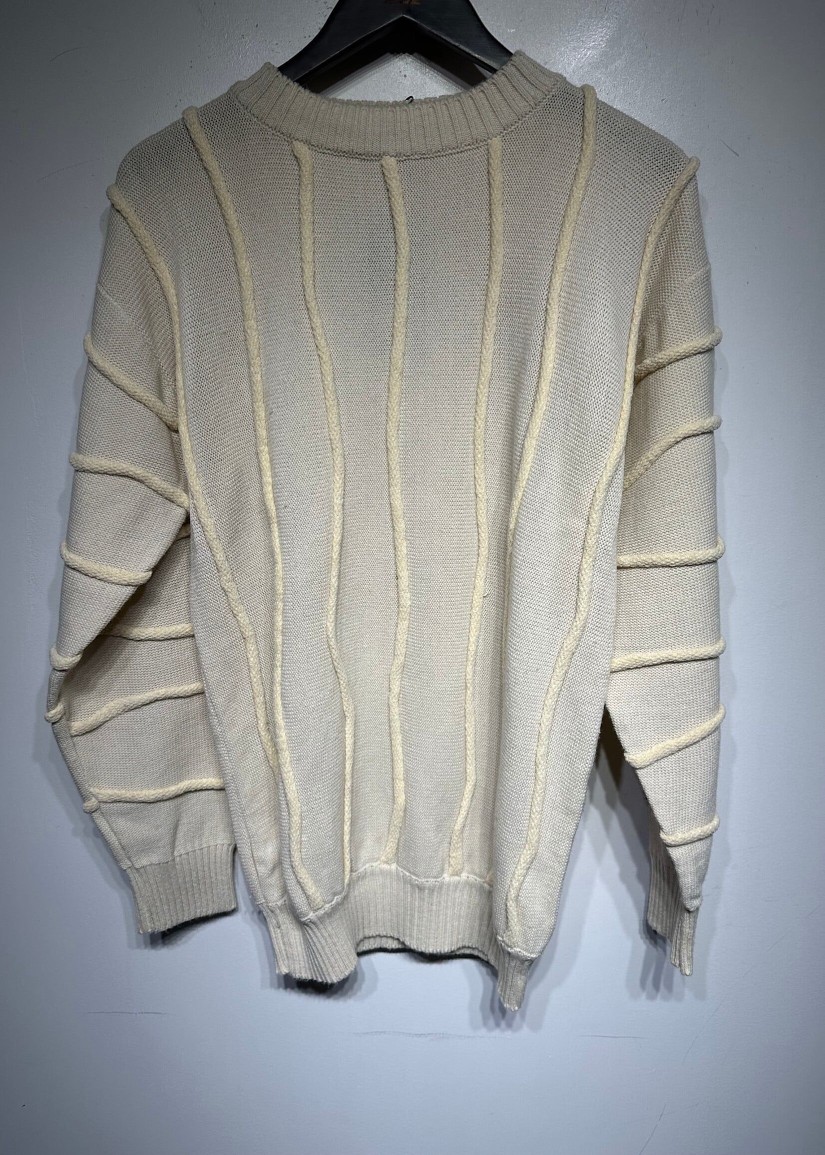 Versace V2 90s Crème White Textured Sweater L