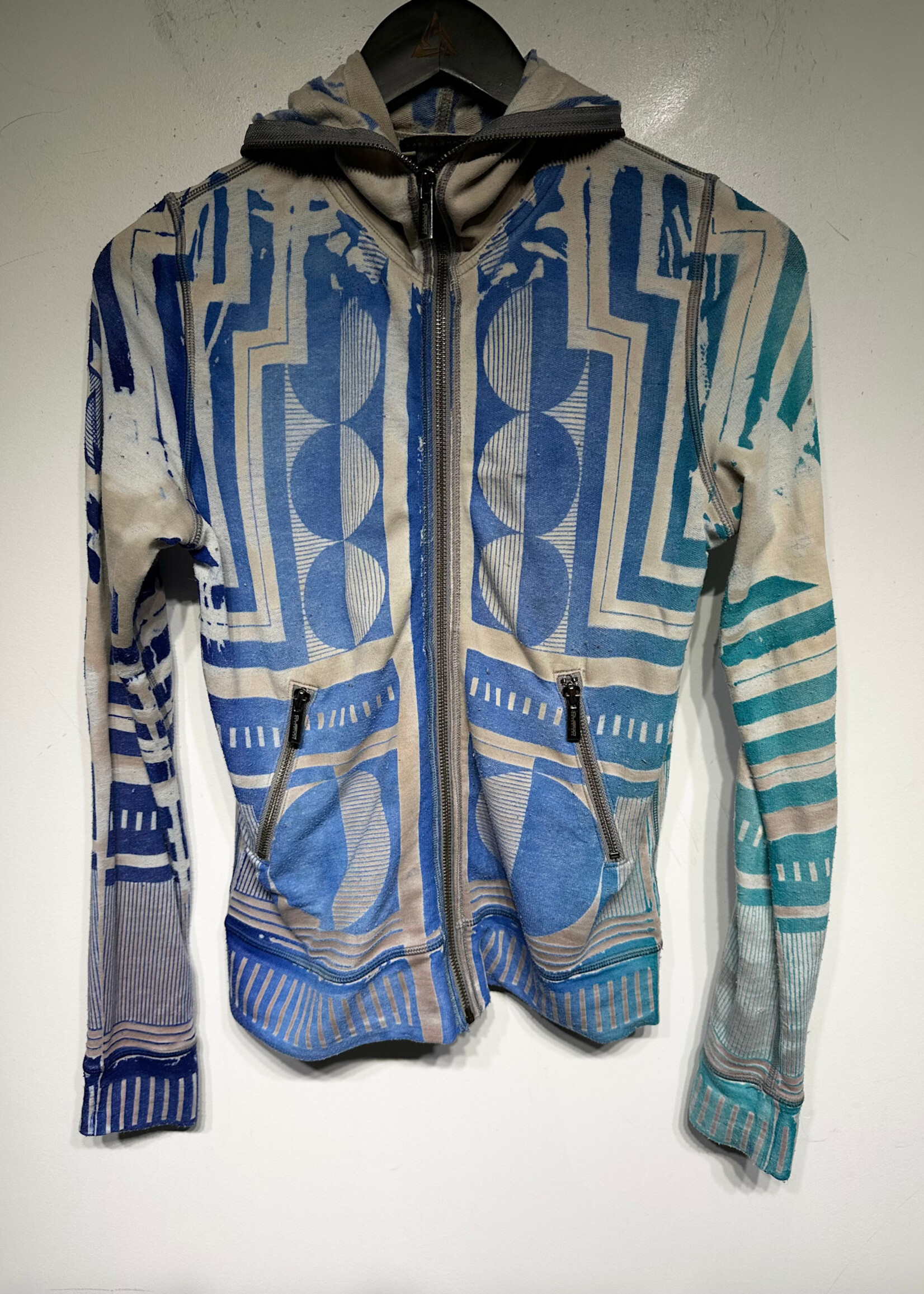 Custo Blue AOP Full Zip Hoodie S/M AS IS