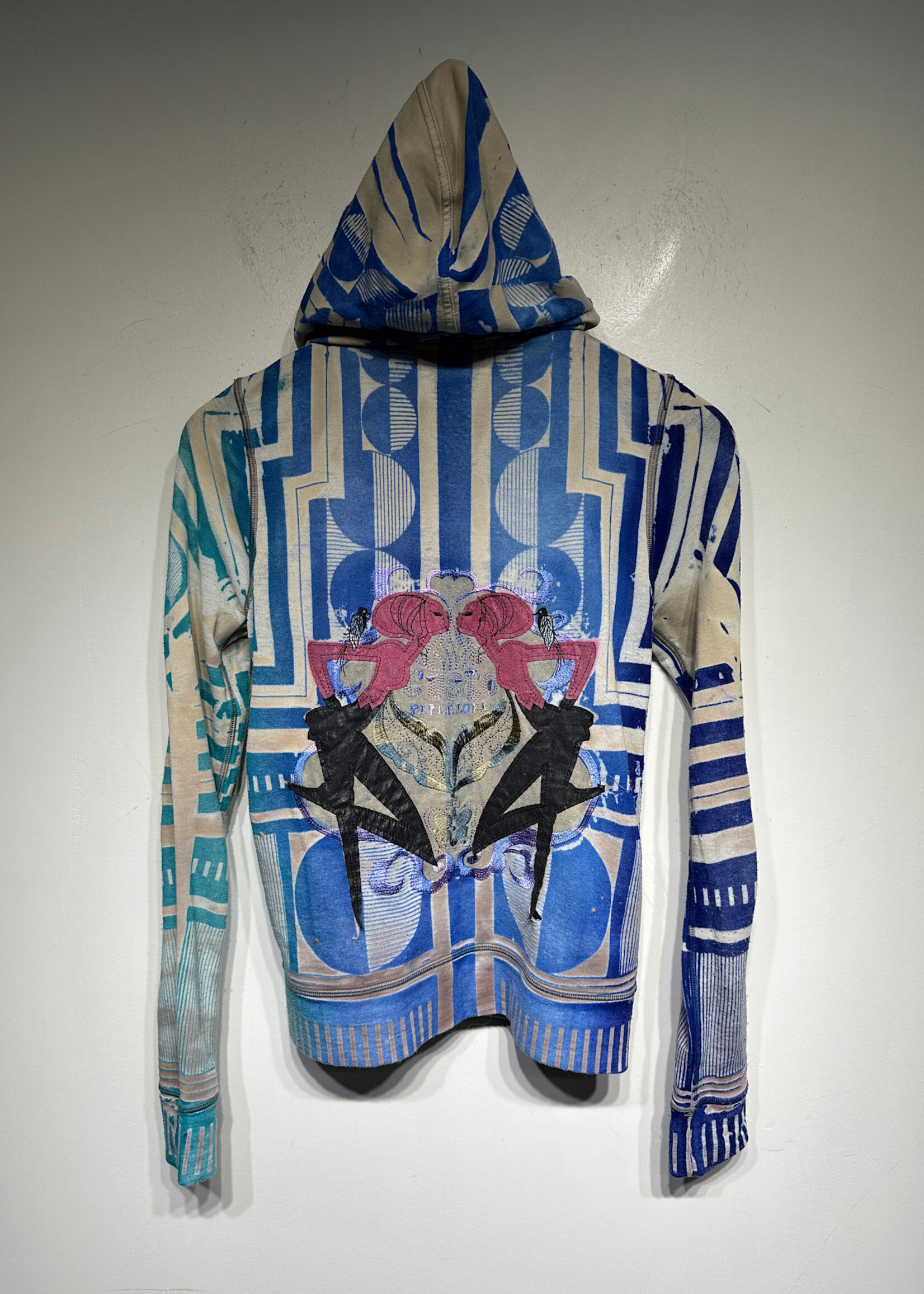 Custo Blue AOP Full Zip Hoodie S/M AS IS