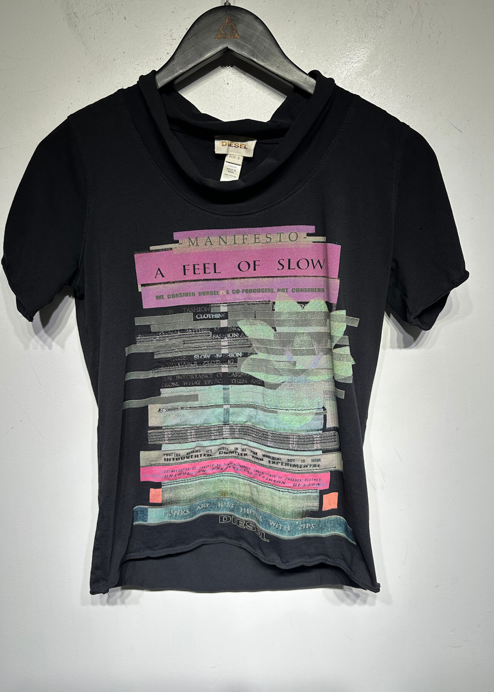Diesel Manifesto Printed Black Teee Fem S
