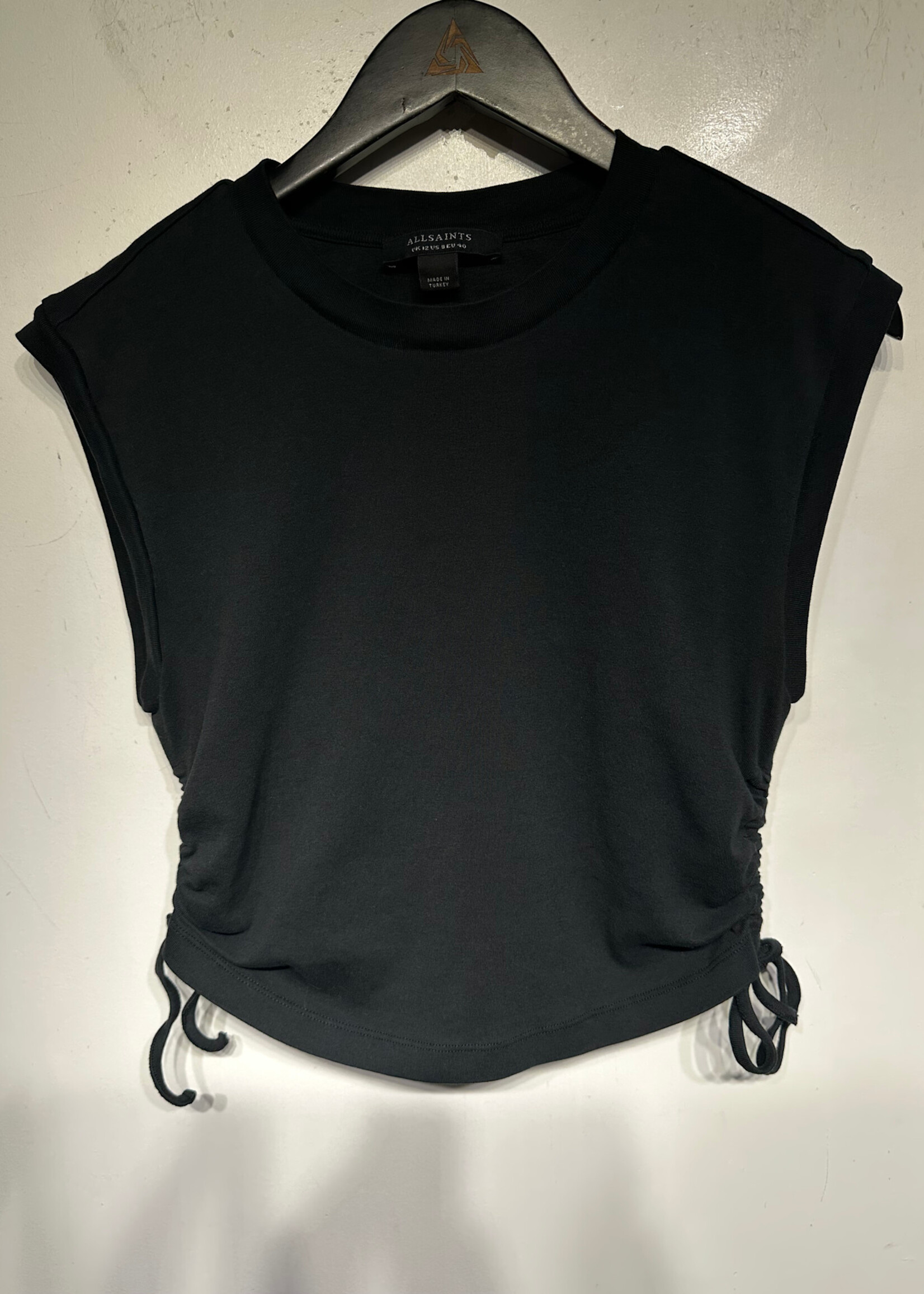 Allsaints Black Ruched Tank M Fem