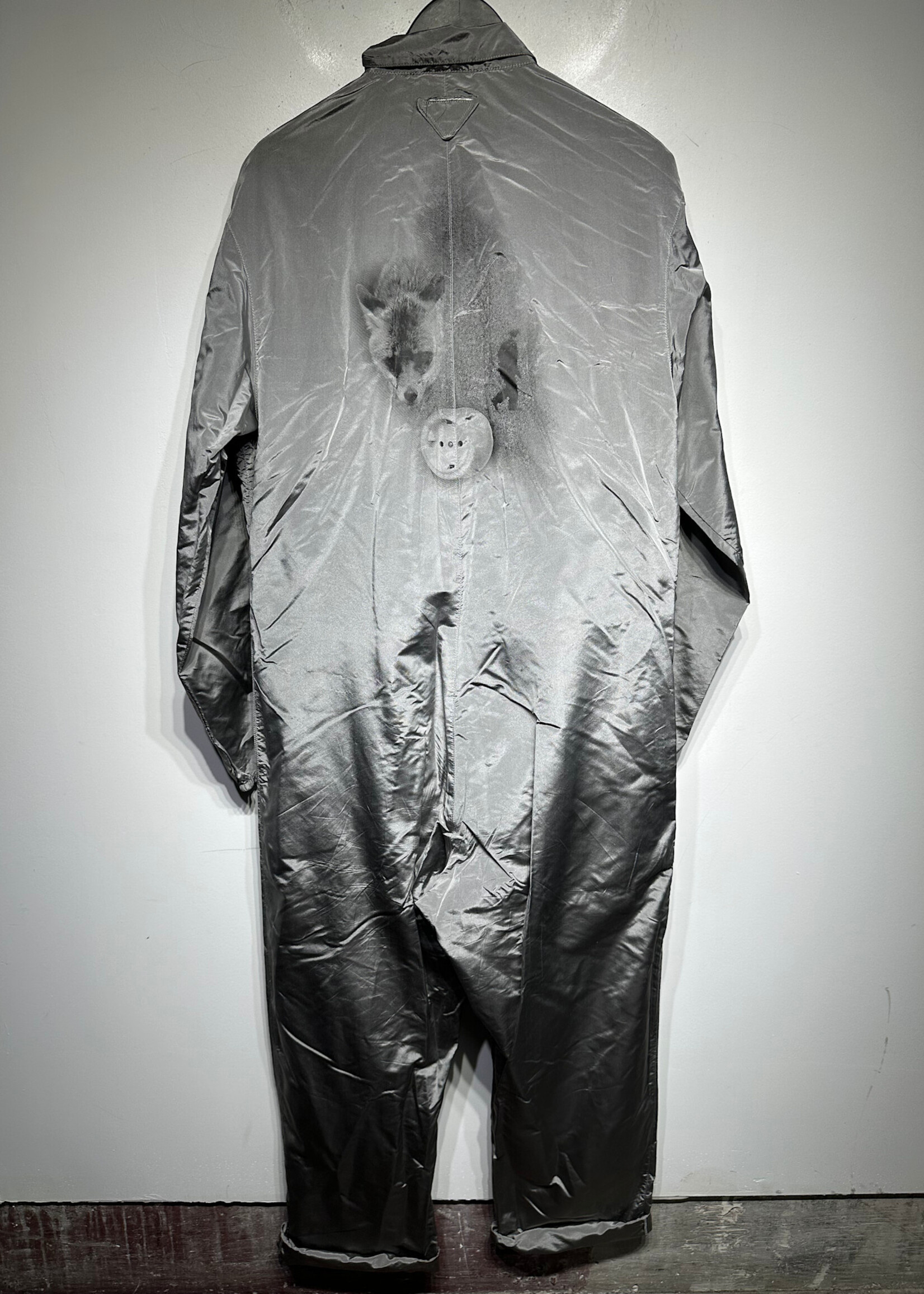 Prada AW22 Re-Nylon Grey Silk Jumpsuit M AS IS M