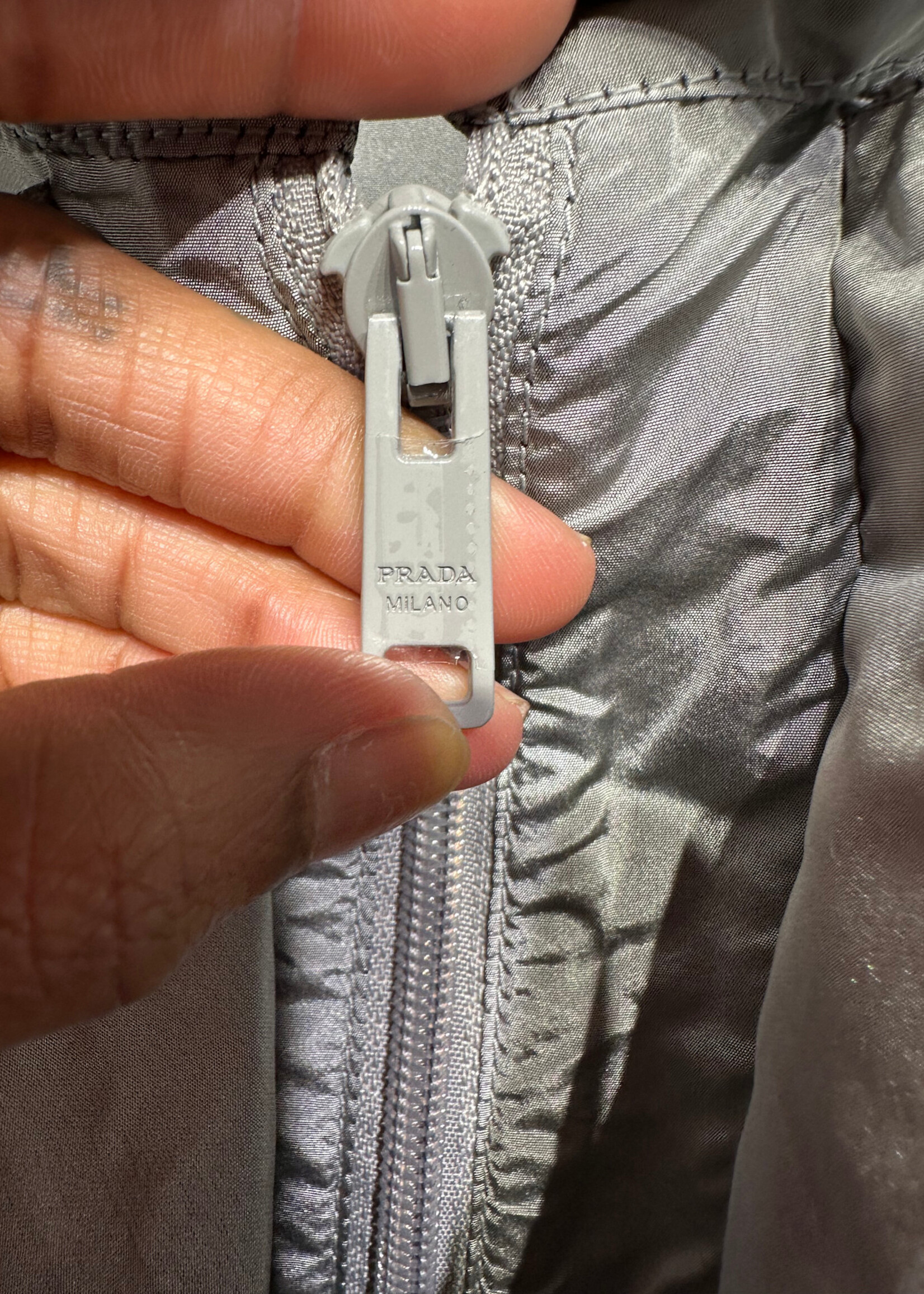 Prada AW22 Re-Nylon Grey Silk Jumpsuit M AS IS M