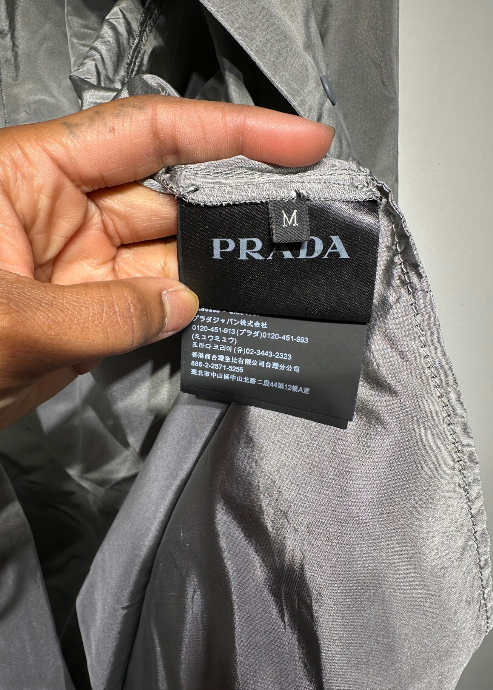 Prada AW22 Re-Nylon Grey Silk Jumpsuit M AS IS M
