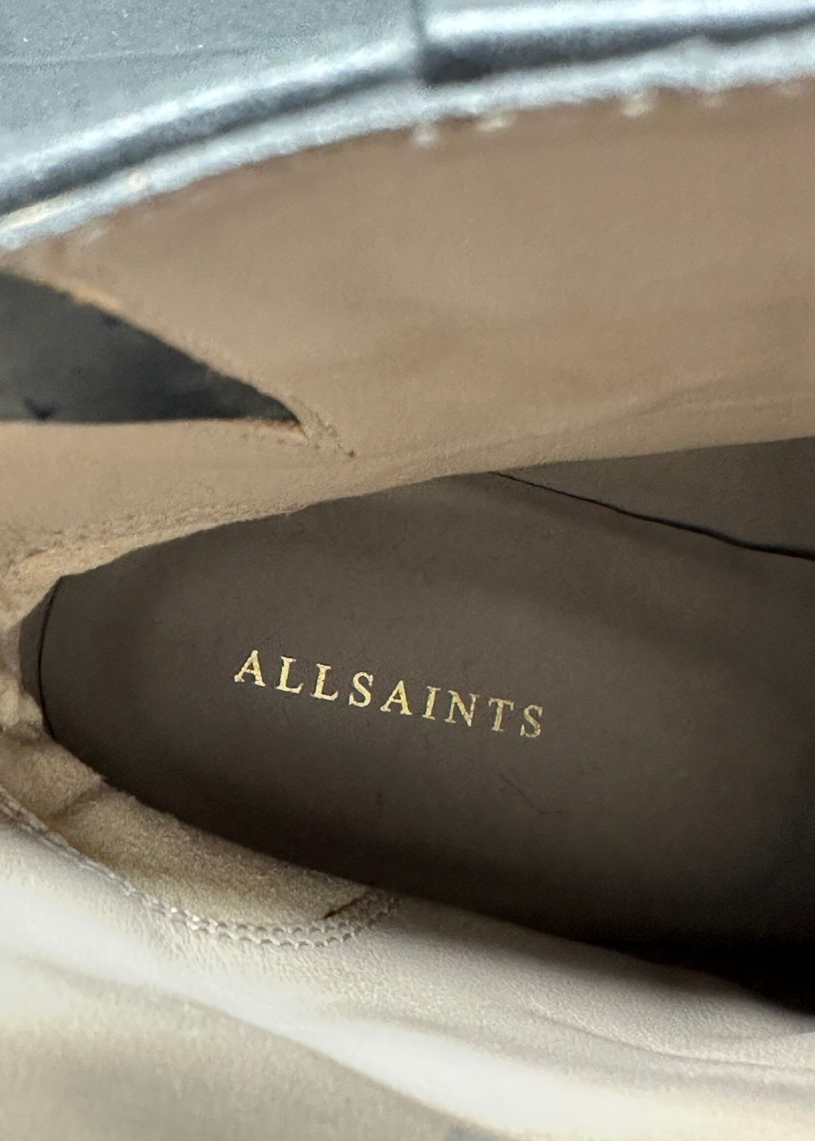 Allsaints Gold Screw Heel Boot 8.5 Fem